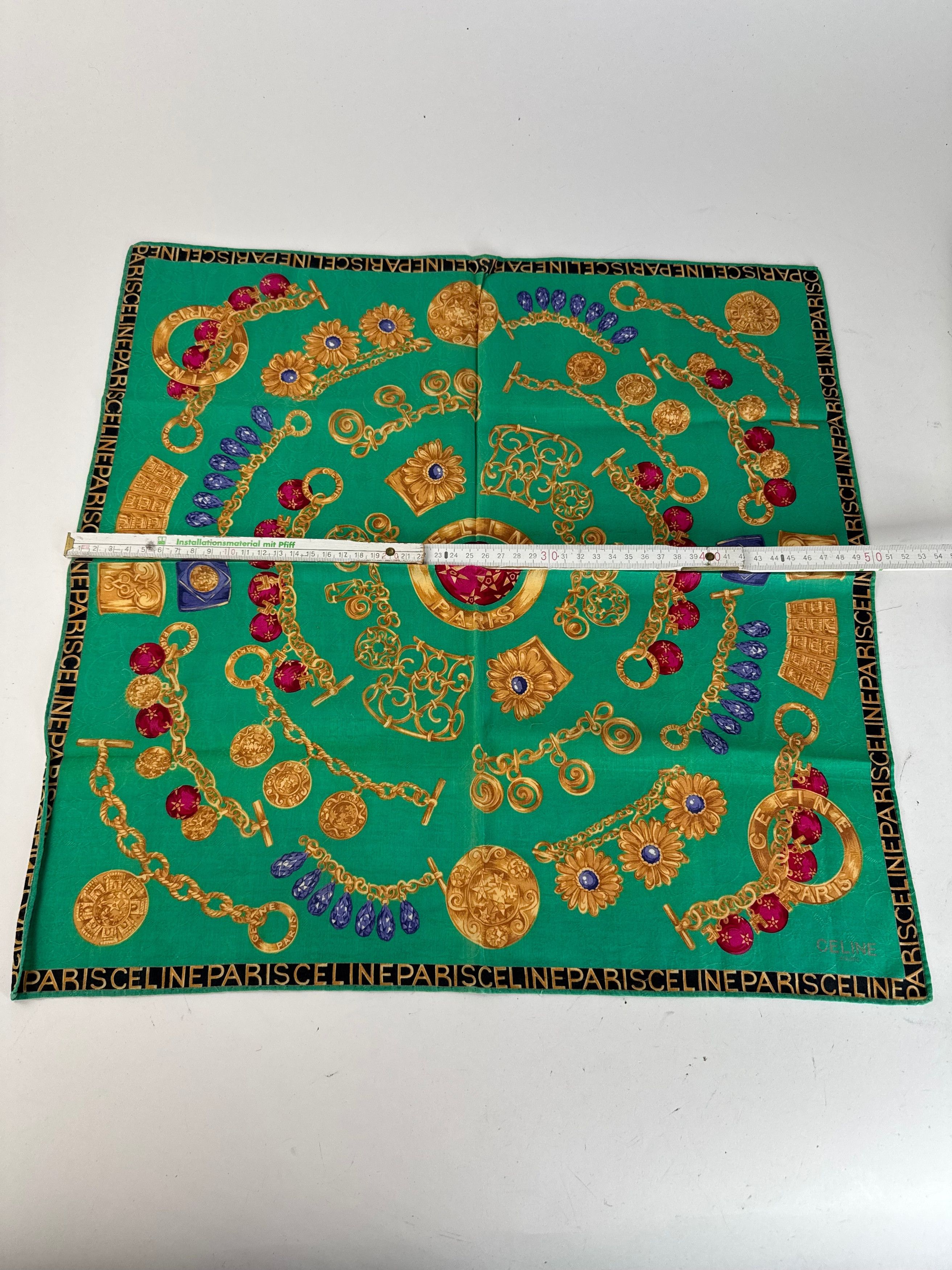 Celine Vintage Cartier Scarf Green Size ONE SIZE - 12 Thumbnail
