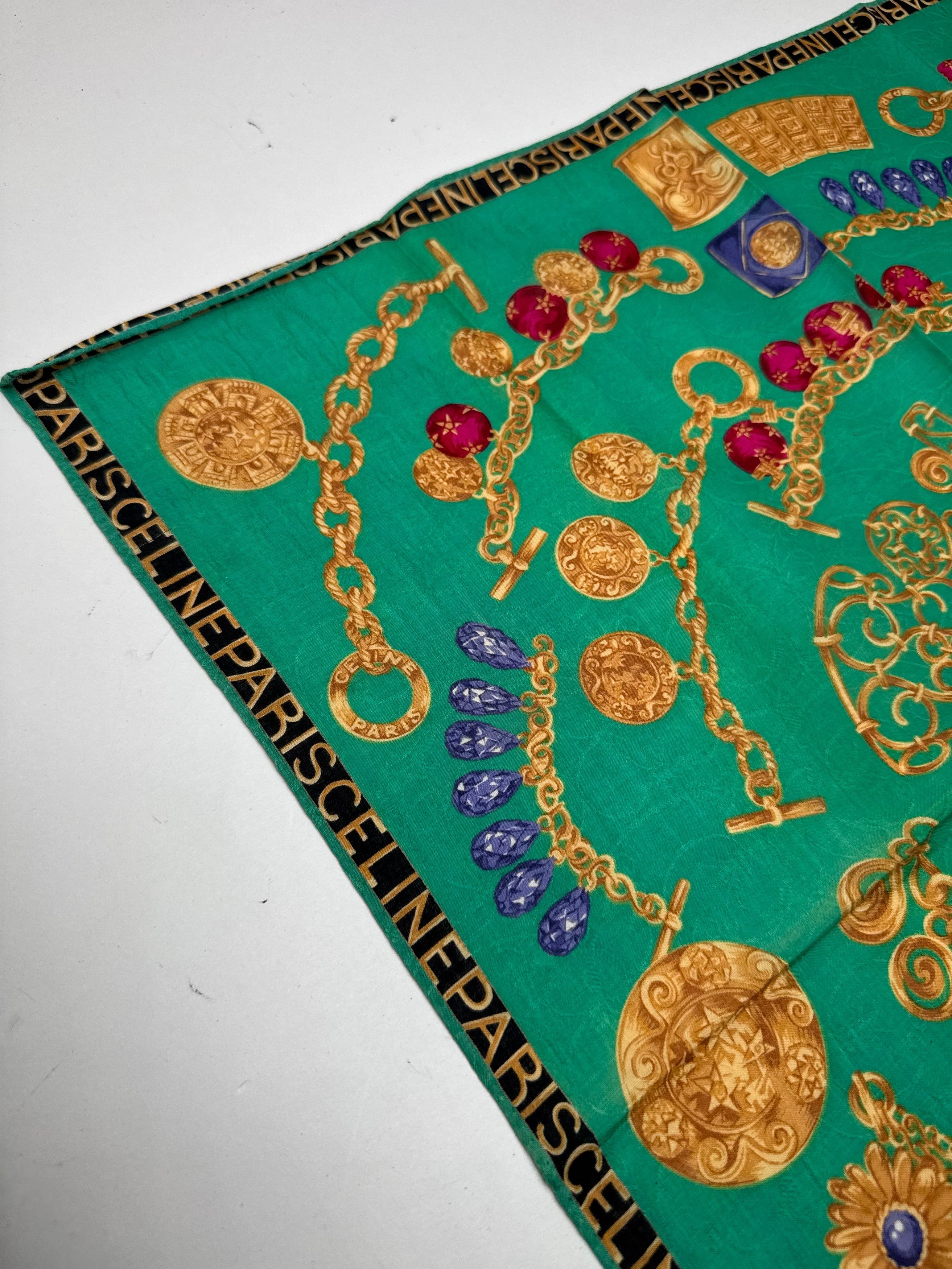 Celine Vintage Cartier Scarf Green Size ONE SIZE - 7 Thumbnail