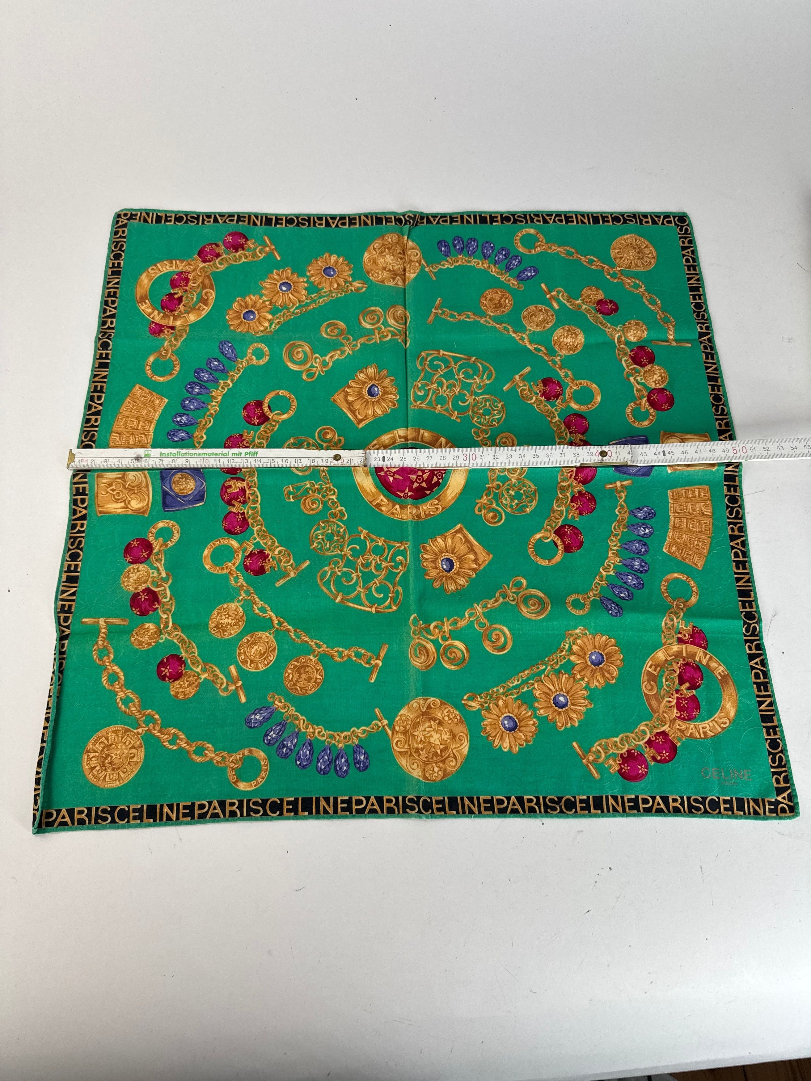 Celine Vintage Cartier Scarf Green Size ONE SIZE - 8 Thumbnail