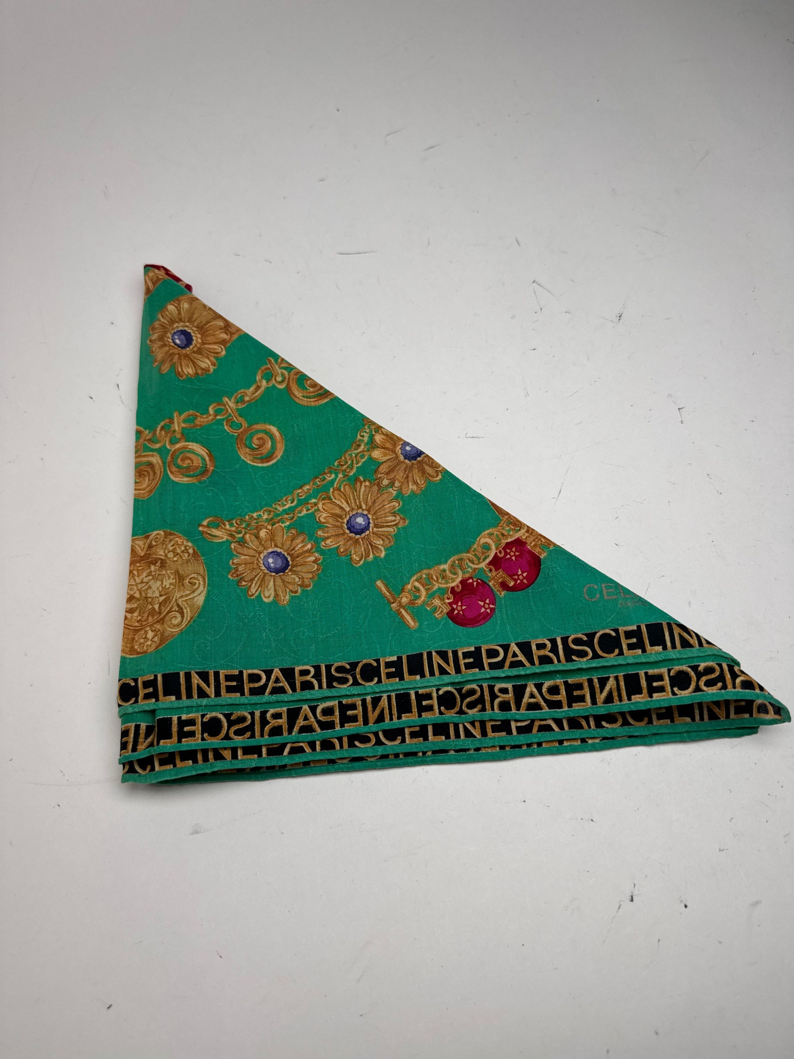 Celine Vintage Cartier Scarf Green Size ONE SIZE - 11 Thumbnail