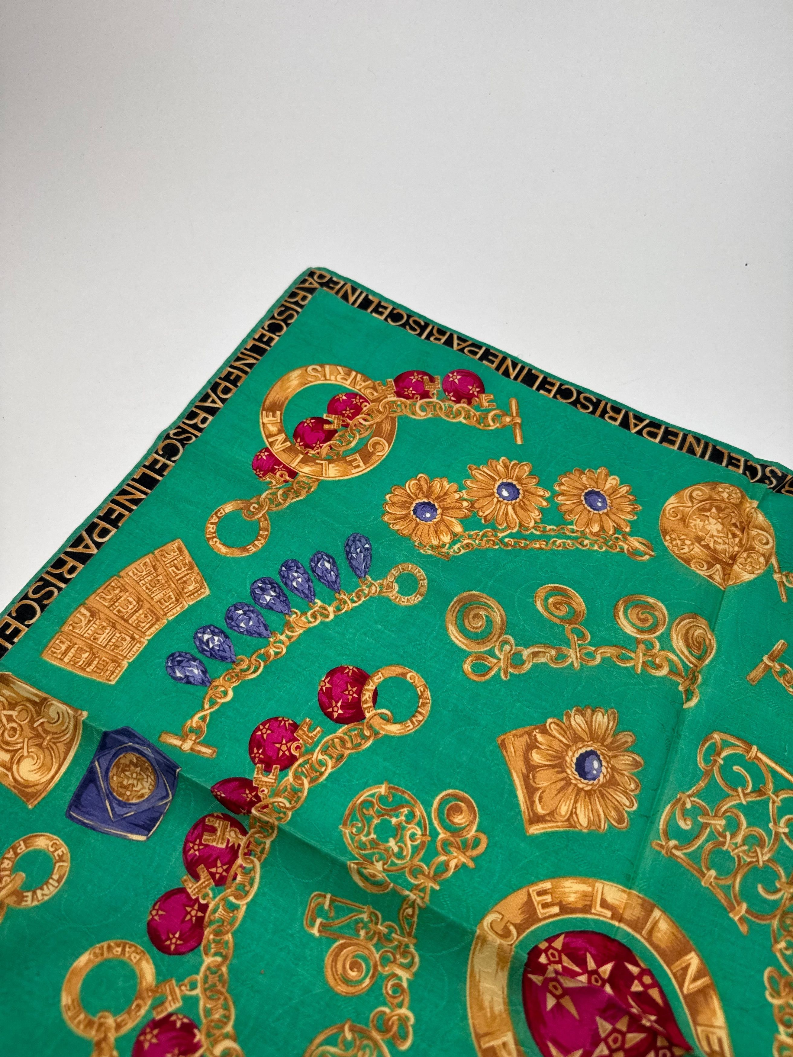 Celine Vintage Cartier Scarf Green Size ONE SIZE - 5 Thumbnail