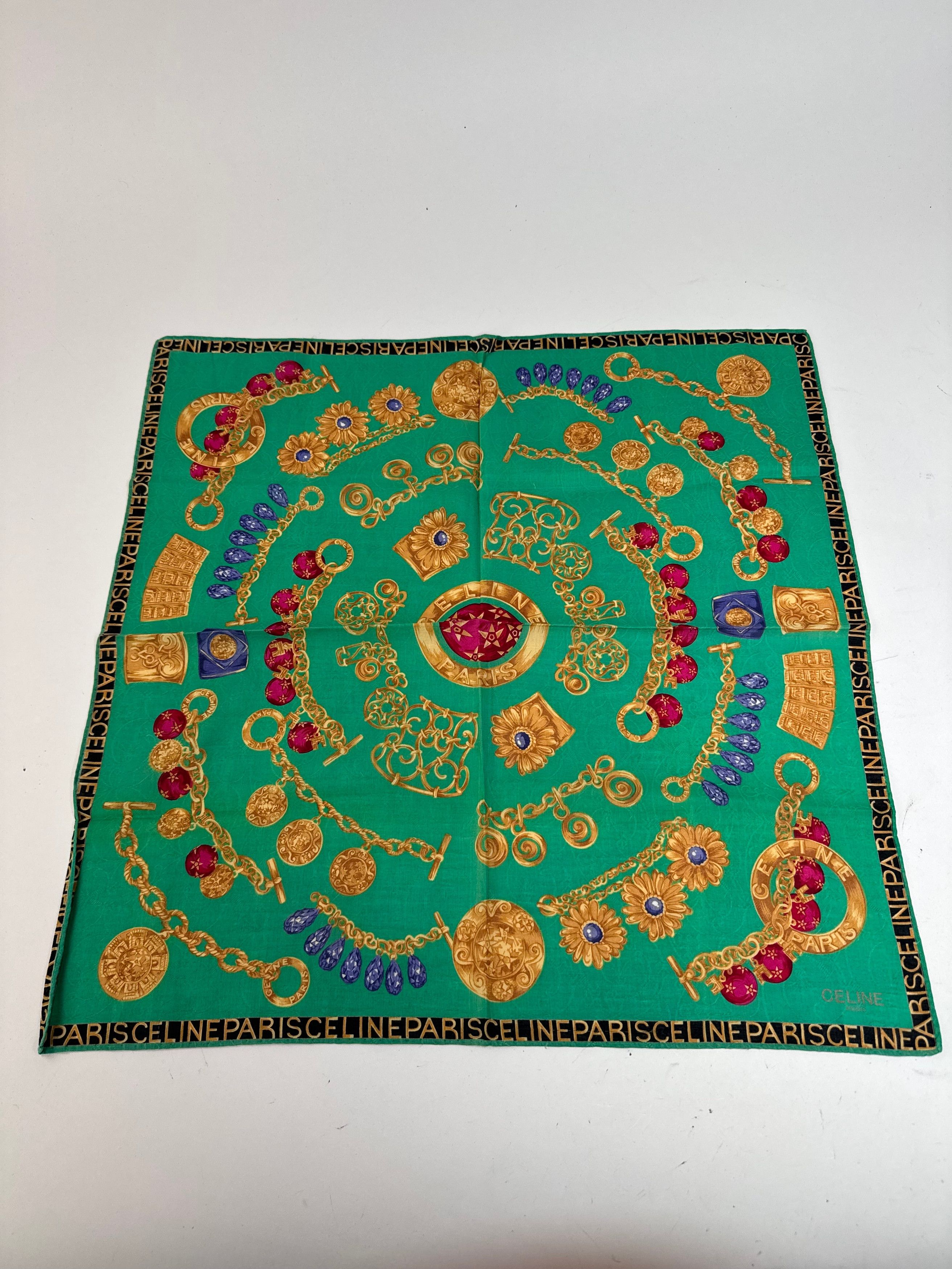 Celine Vintage Cartier Scarf Green Size ONE SIZE - 4 Thumbnail