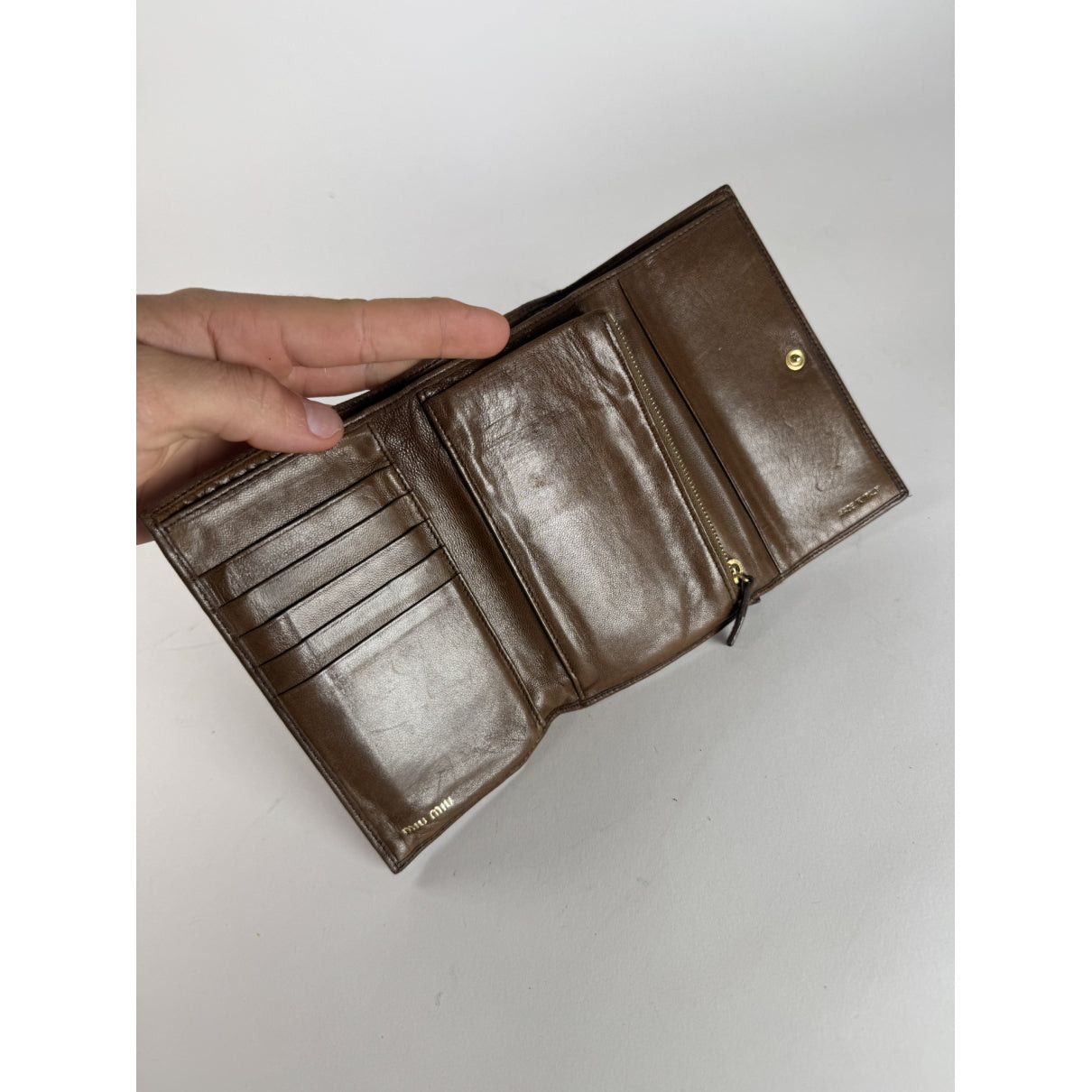 Miu Miu Brown Leather Wallet Size ONE SIZE - 3 Thumbnail