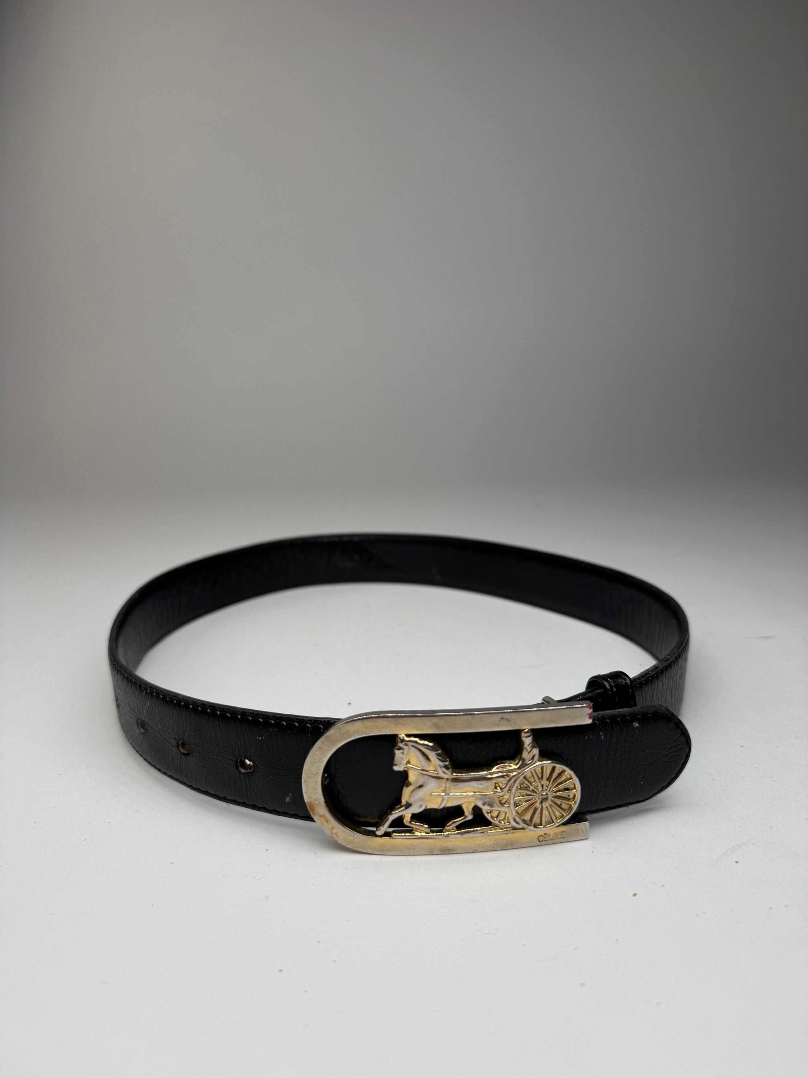 Celine Vintage Leather belt Black Size ONE SIZE - 6 Thumbnail