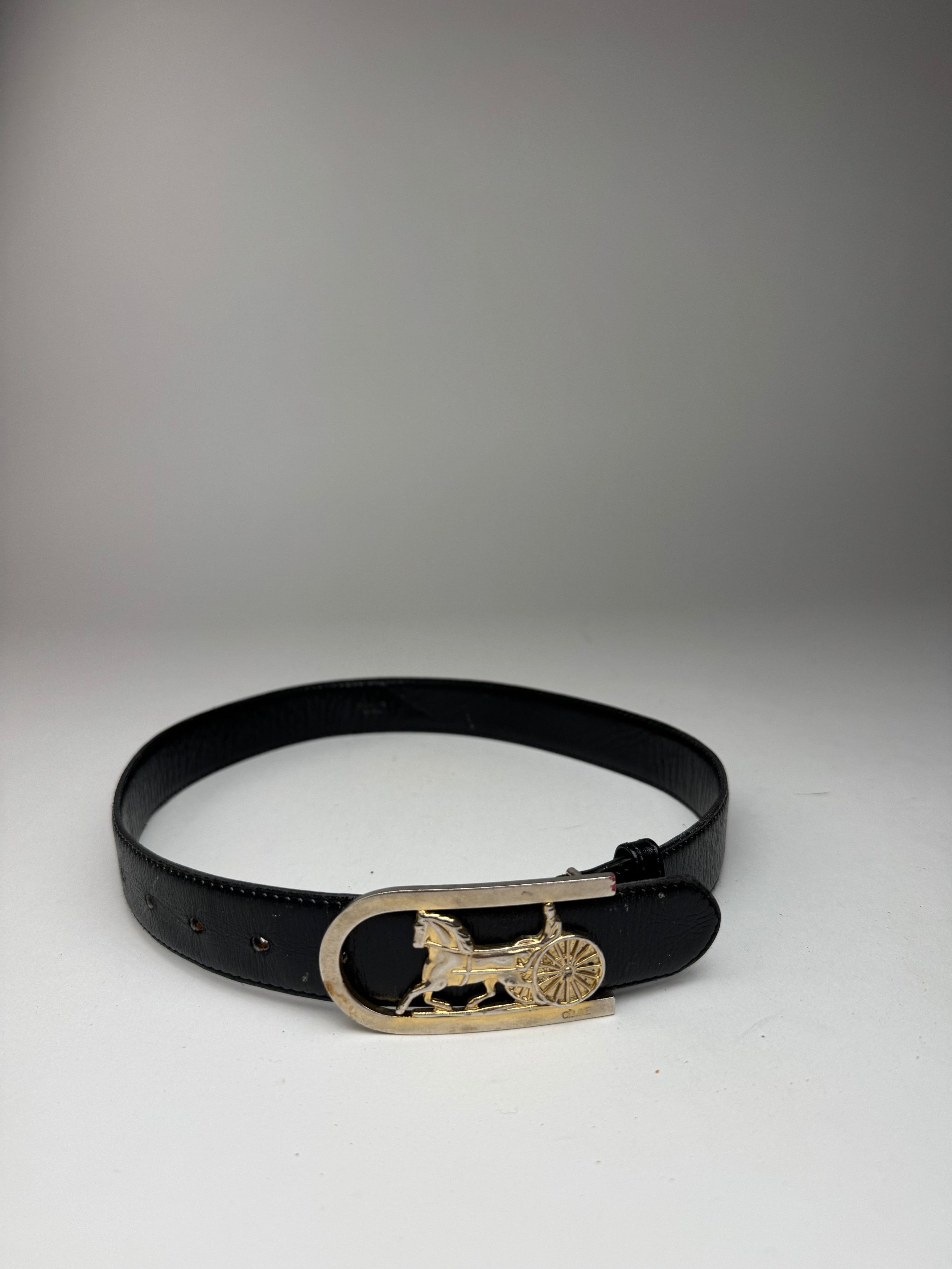 Celine Vintage Leather belt Black Size ONE SIZE - 10 Thumbnail