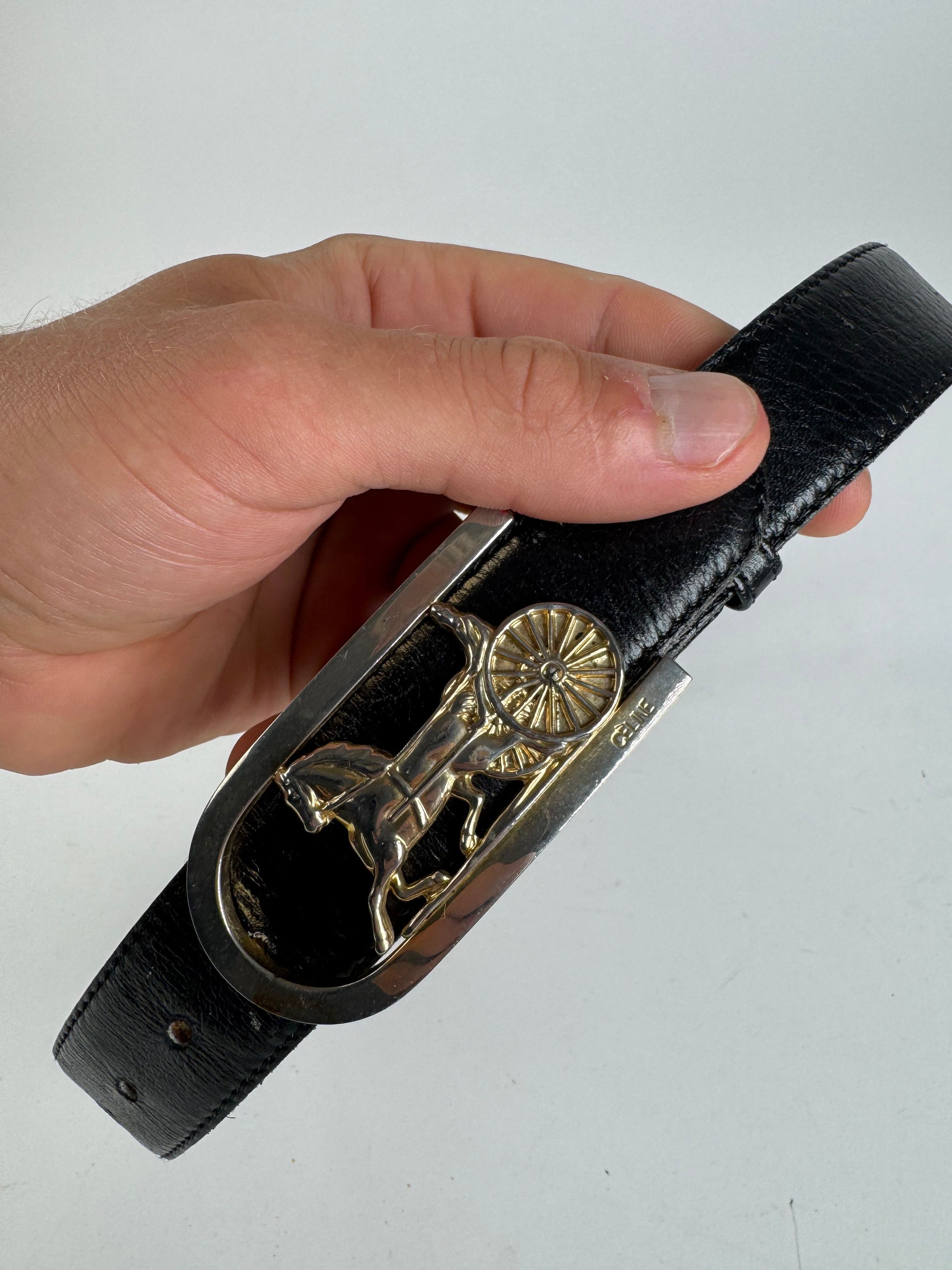 Celine Vintage Leather belt Black Size ONE SIZE - 8 Thumbnail