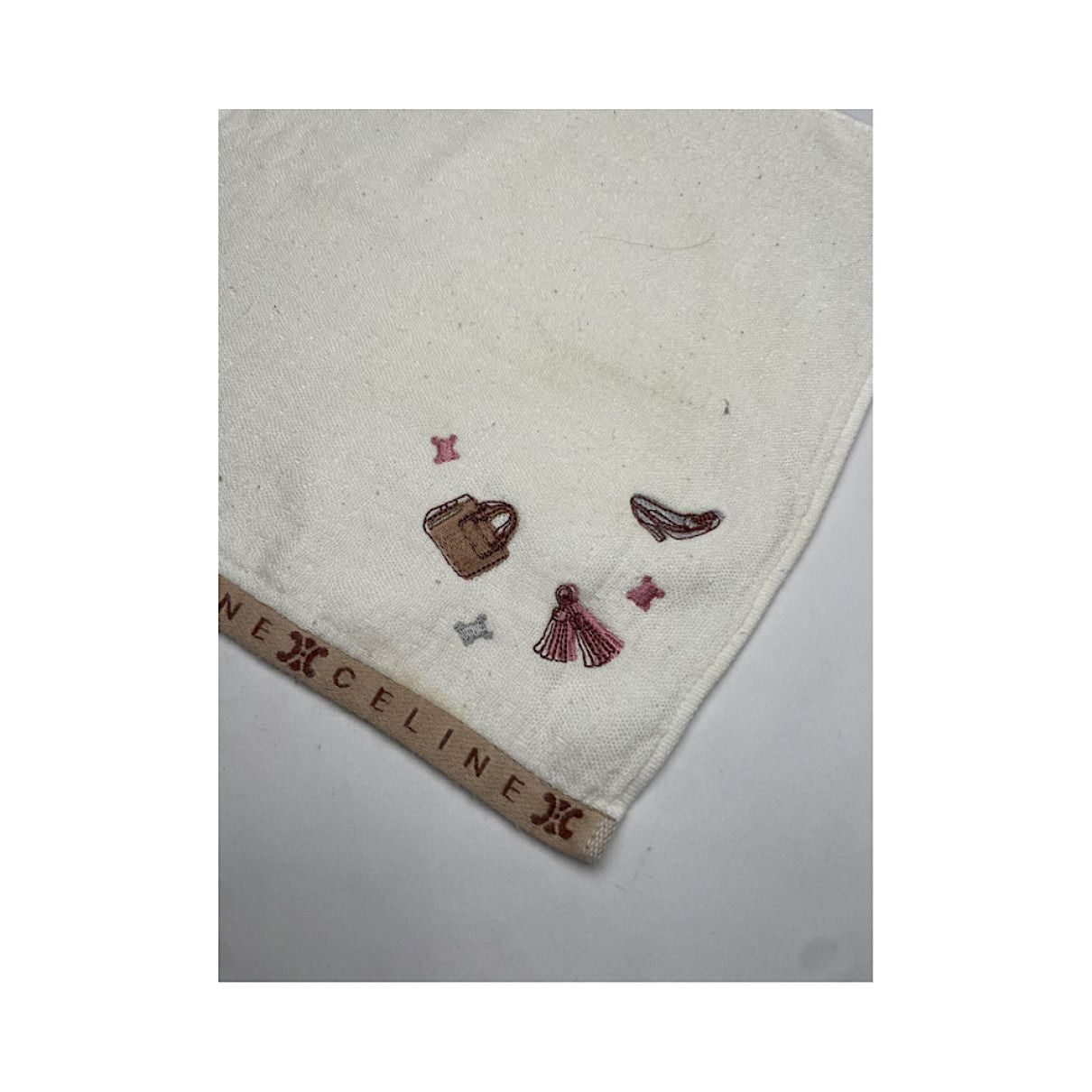 Celine White Cotton Silk Handkerchief Size ONE SIZE - 2 Thumbnail