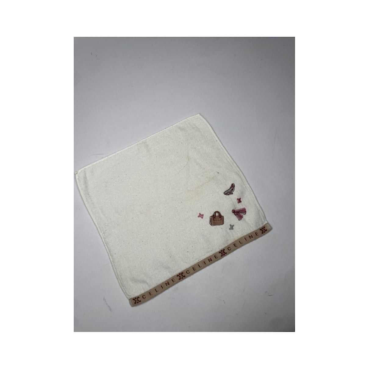 Celine White Cotton Silk Handkerchief Size ONE SIZE - 3 Thumbnail