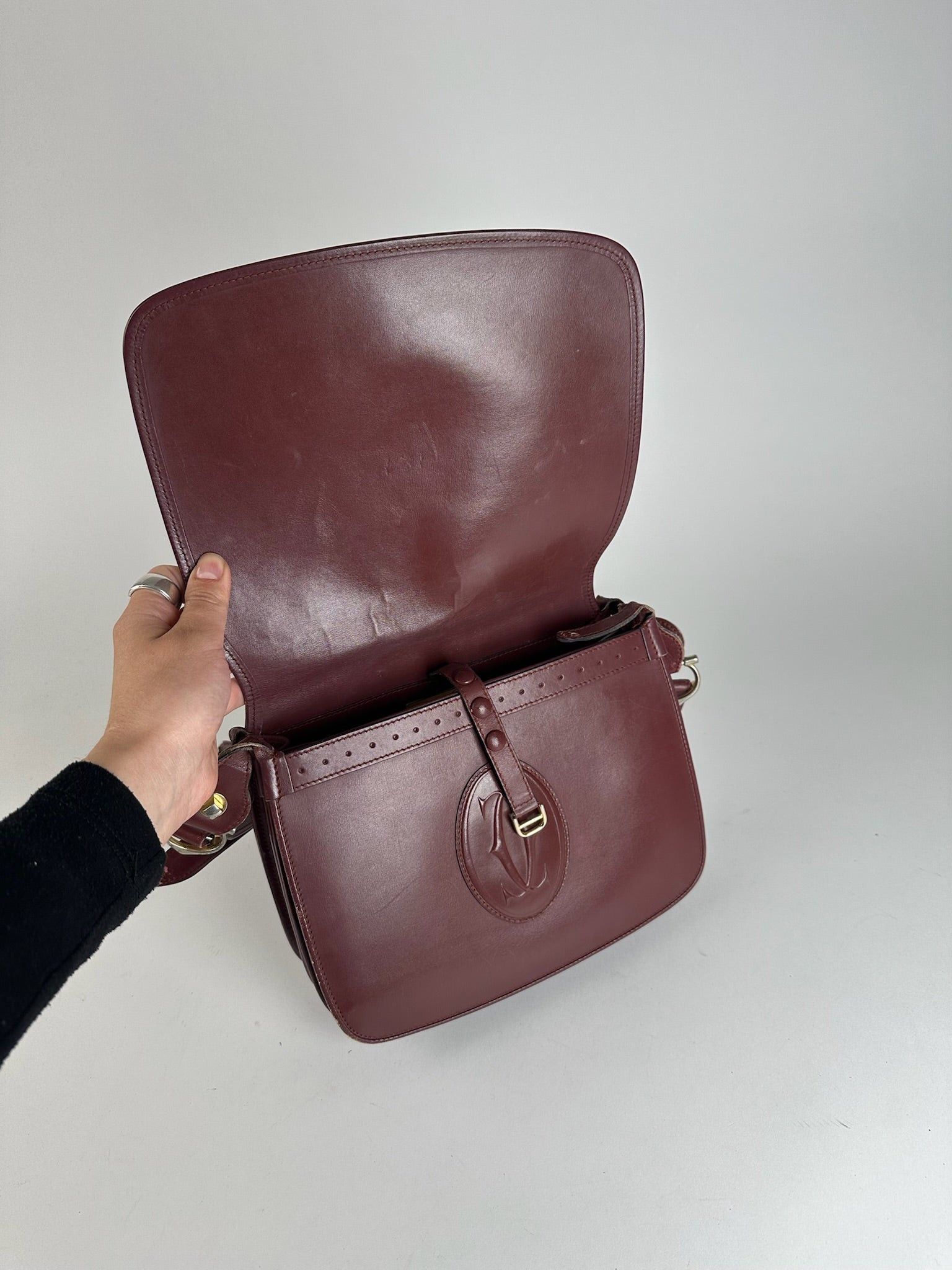 Cartier Vintage leather Shoulder bag burgundy Size ONE SIZE - 3 Thumbnail