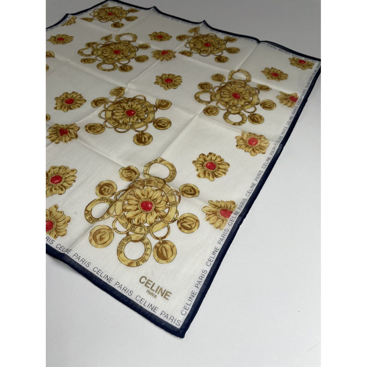 Celine Gold Silk Scarf Size ONE SIZE - 2 Thumbnail