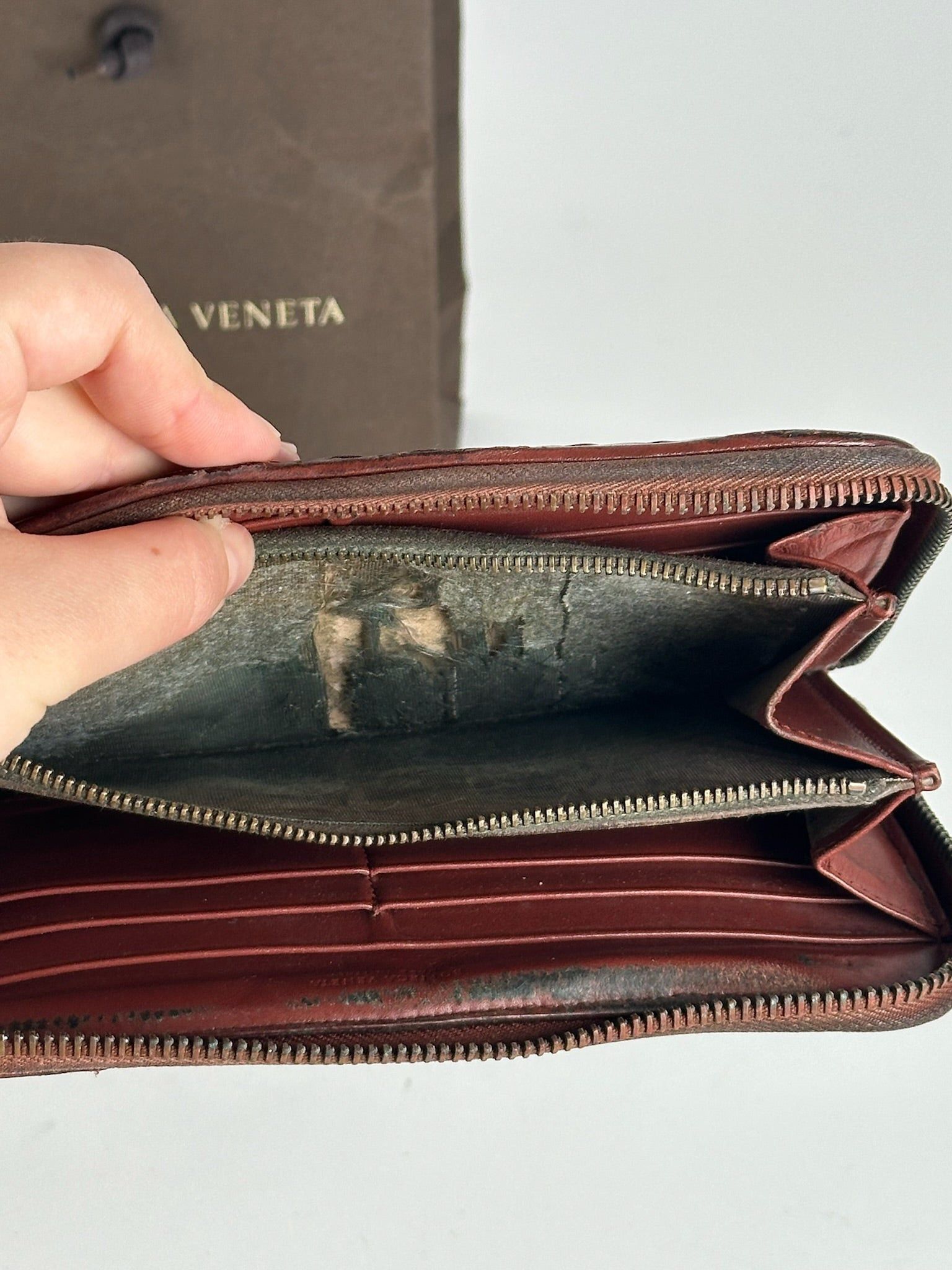Bottega Veneta Vintage Intercciato Leather wallet red Brown Size ONE SIZE - 3 Thumbnail