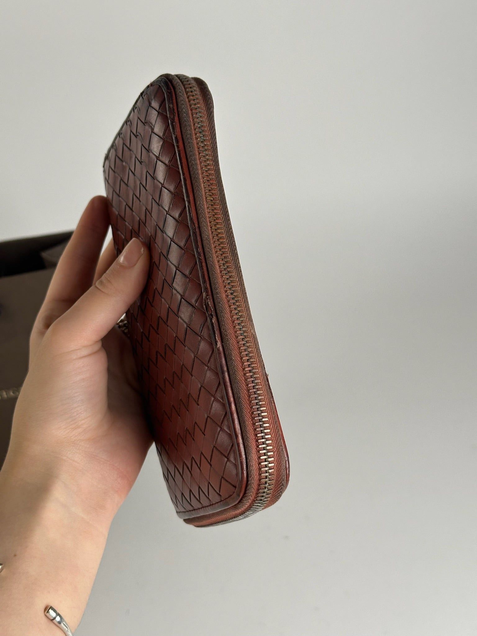 Bottega Veneta Vintage Intercciato Leather wallet red Brown Size ONE SIZE - 8 Thumbnail
