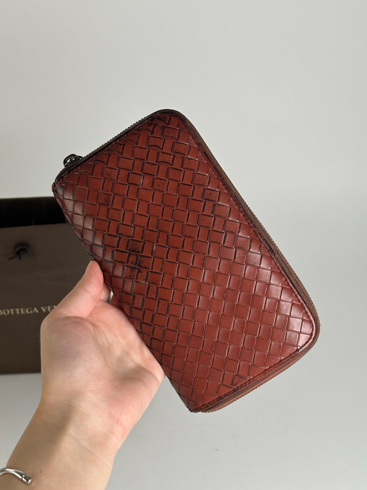 Bottega Veneta Vintage Intercciato Leather wallet red Brown Size ONE SIZE - 9 Thumbnail