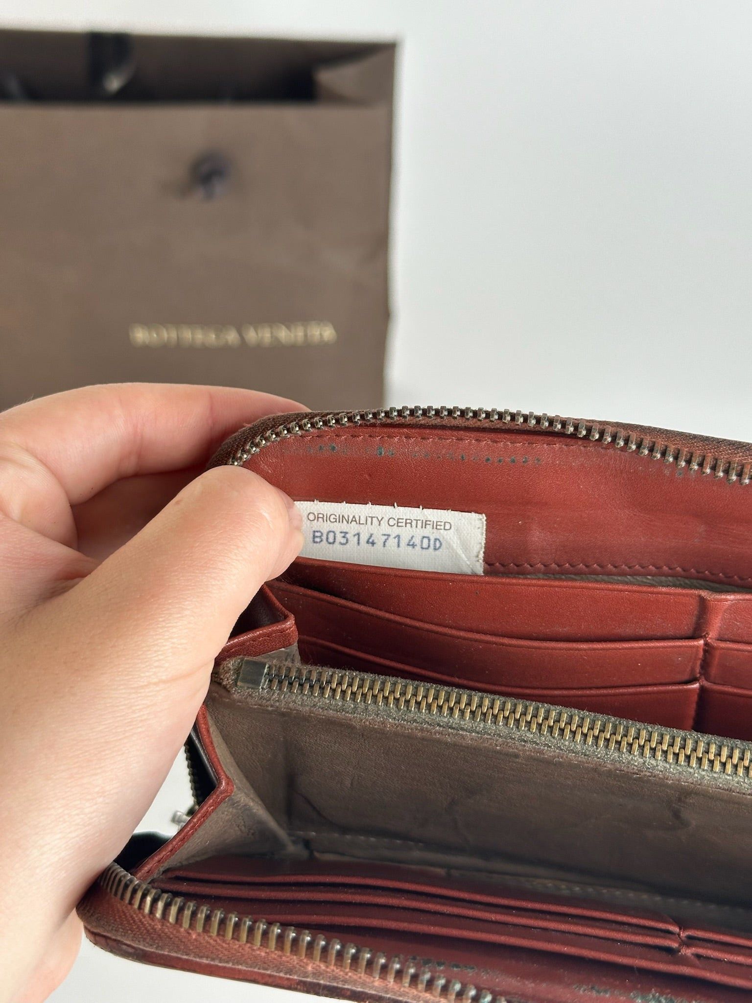 Bottega Veneta Vintage Intercciato Leather wallet red Brown Size ONE SIZE - 7 Thumbnail
