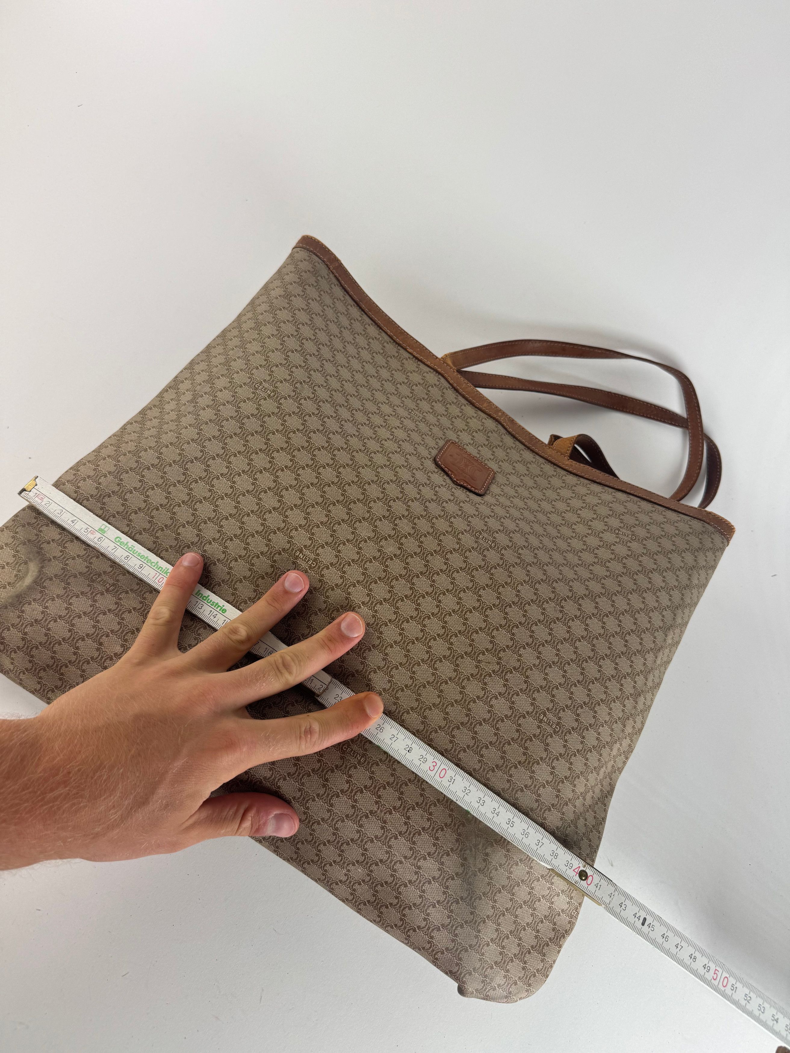Celine Vintage Triomphe monogram leather big bag beige brown Size ONE SIZE - 12 Thumbnail