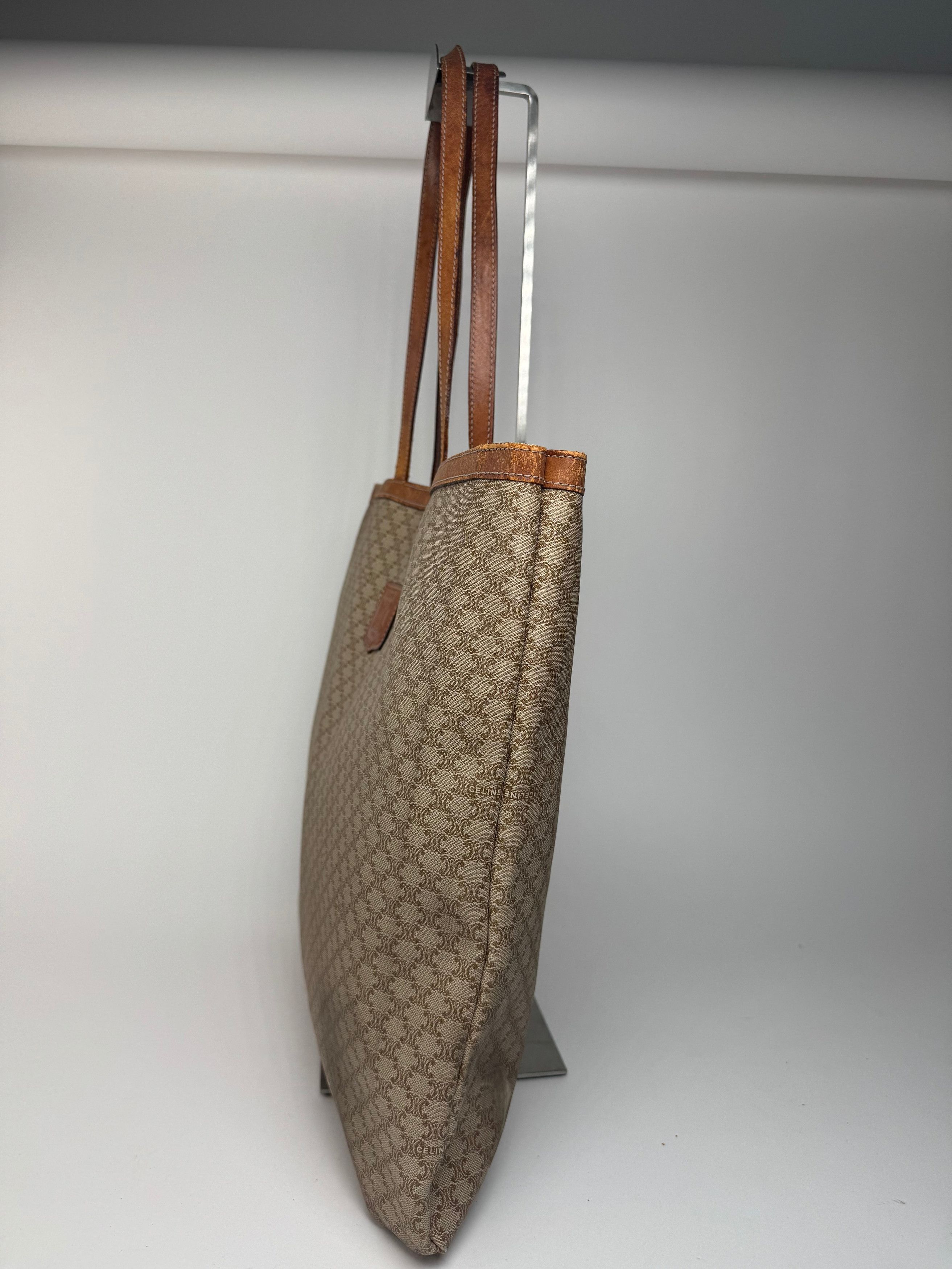 Celine Vintage Triomphe monogram leather big bag beige brown Size ONE SIZE - 6 Thumbnail