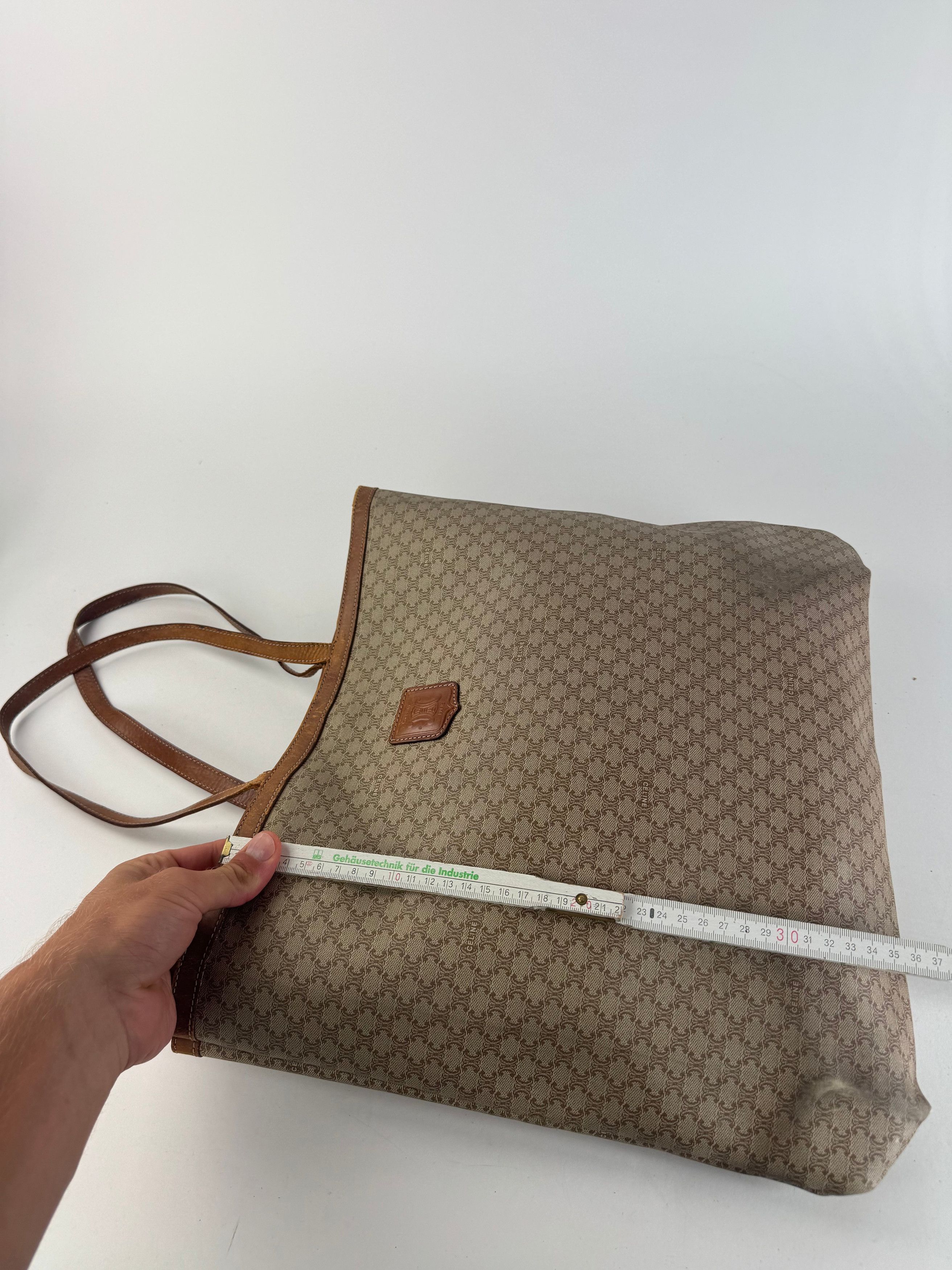 Celine Vintage Triomphe monogram leather big bag beige brown Size ONE SIZE - 13 Thumbnail