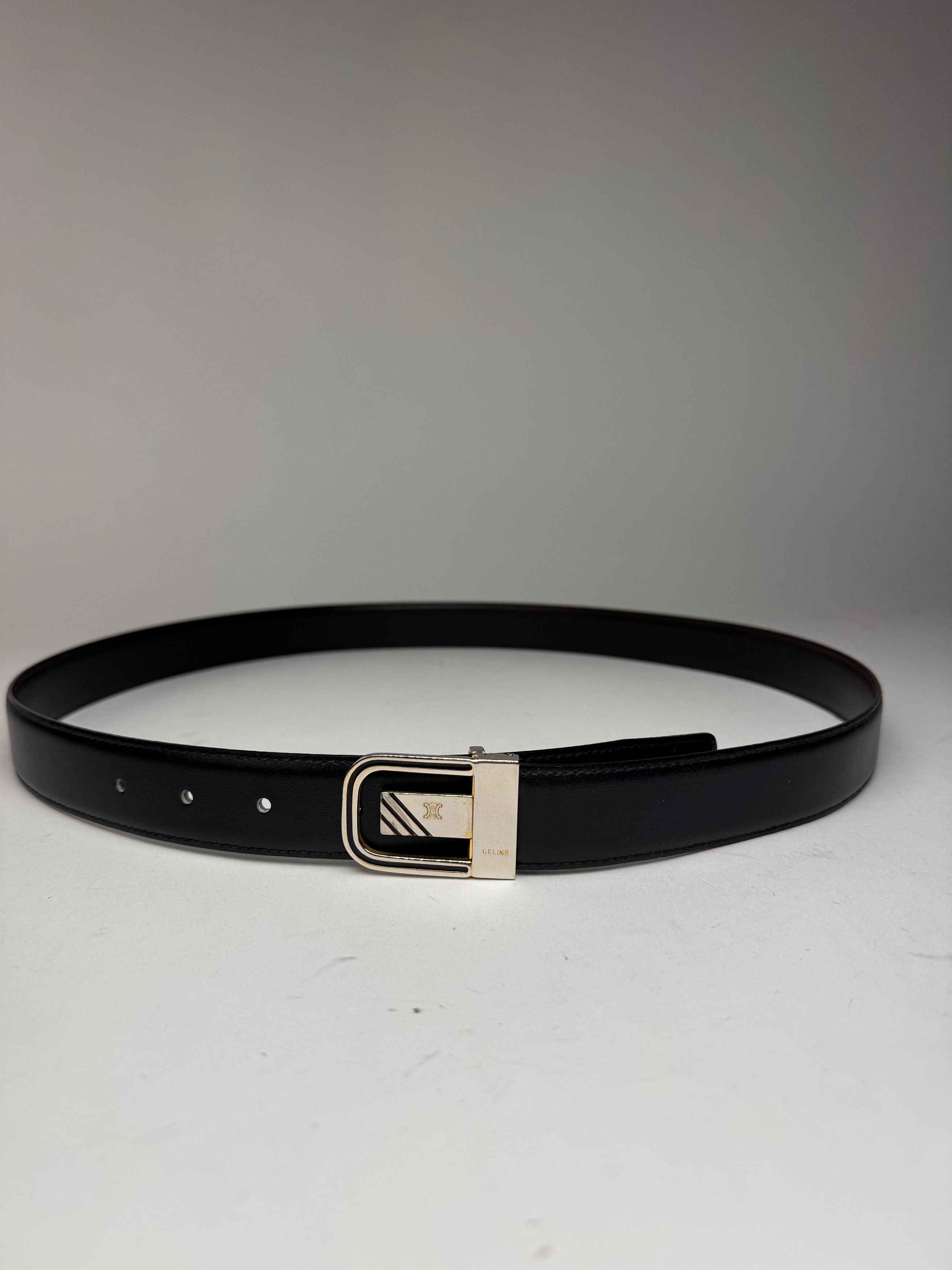 Celine Vintage Triomphe Leather Belt black Size ONE SIZE - 5 Thumbnail