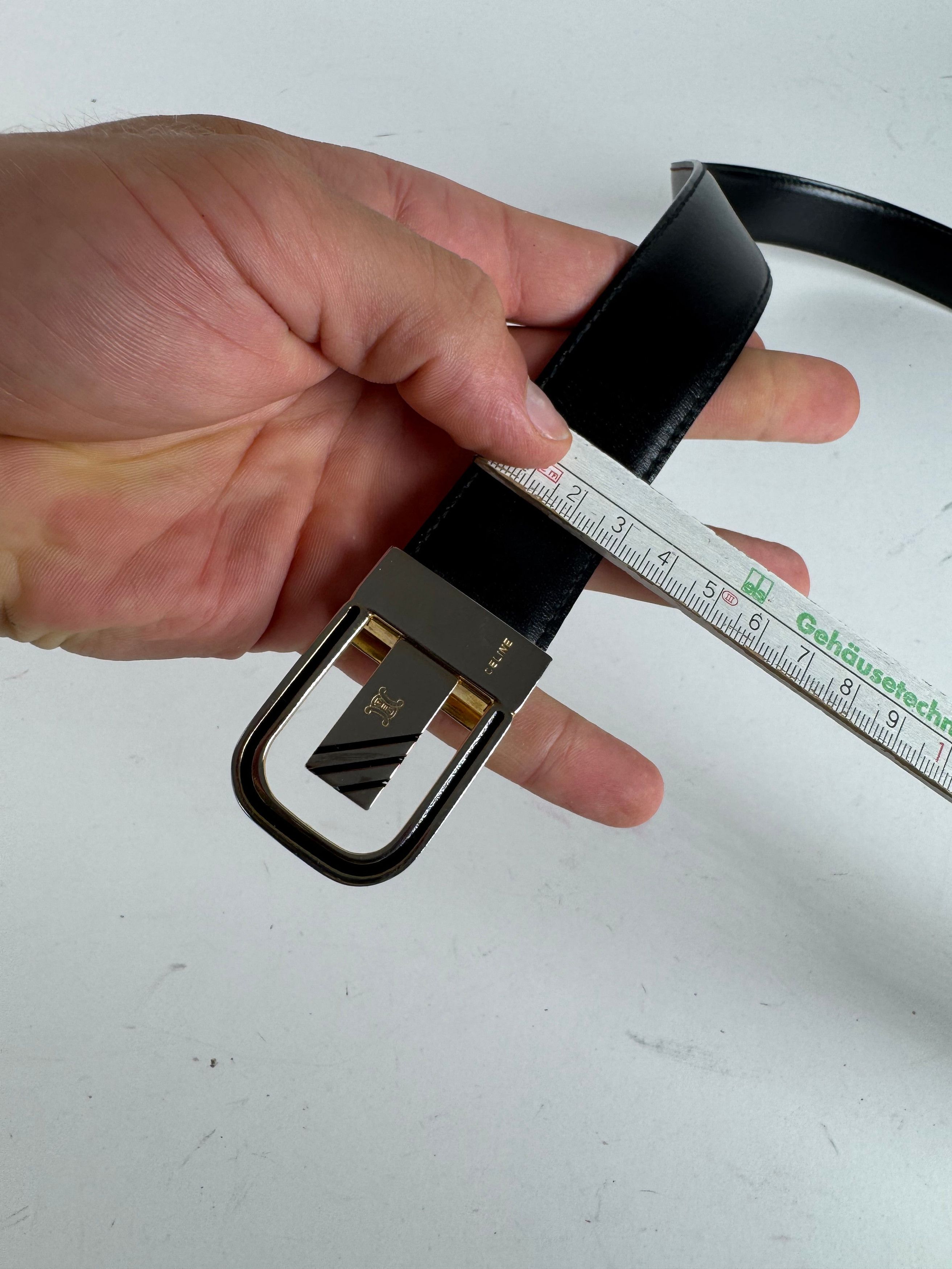 Celine Vintage Triomphe Leather Belt black Size ONE SIZE - 6 Thumbnail