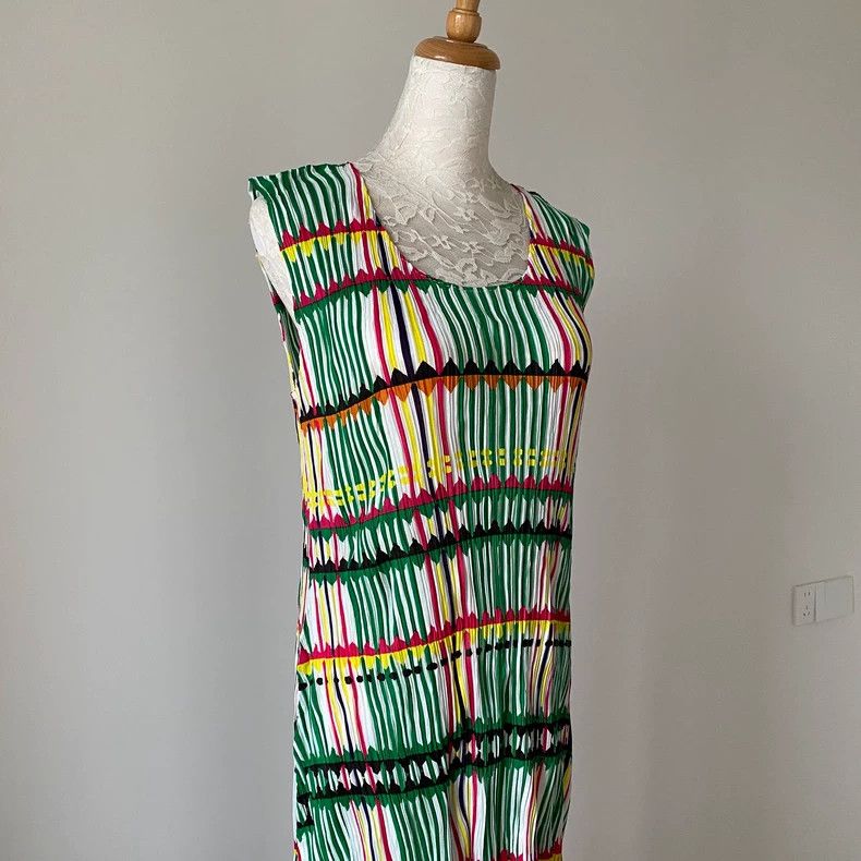 Issey Miyake Issey Miyake Pleats Please Green Plaid Dress - dmc Size US 36 / EU 52 - 3 Thumbnail