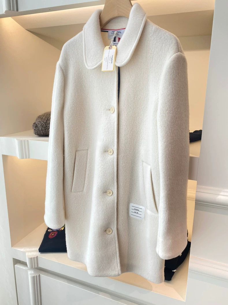 Thom Browne Thom Browne White Wool Long Coat - dmc Size US M / EU 48-50 / 2 - 2 Thumbnail
