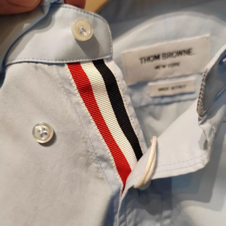 Thom Browne Thom Browne Poplin Striped Placket Shirt - dmc Size US M / EU 48-50 / 2 - 3 Thumbnail