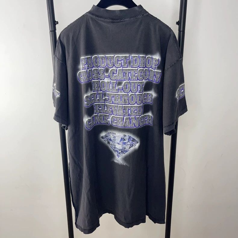 Balenciaga Balenciaga SS24 Distressed Logo Short Sleeve Tee - dmc Size US M / EU 48-50 / 2 - 2 Thumbnail