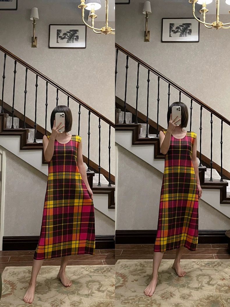 Issey Miyake Issey Miyake Pleats Please Plaid Dress - dmc Size US 30 / EU 46 - 6 Thumbnail