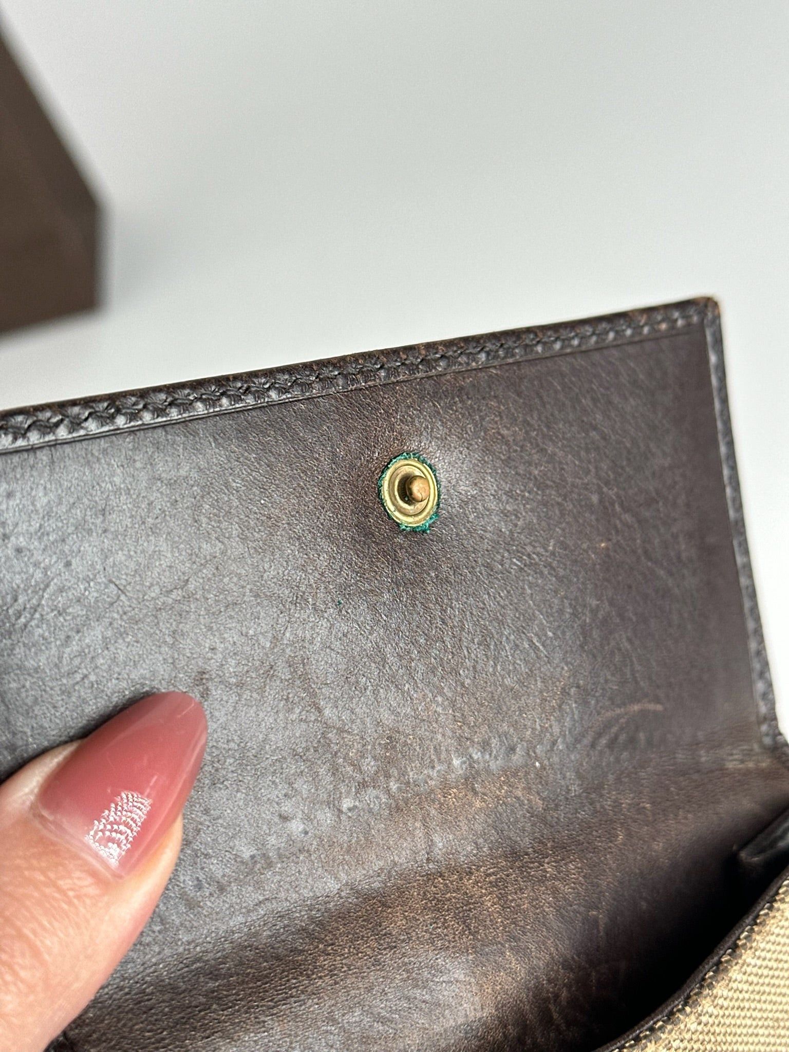 Gucci Vintage Leather Canvas Wallet Grey Brown Size ONE SIZE - 3 Thumbnail