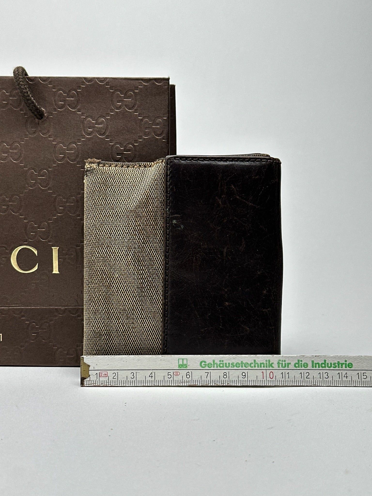 Gucci Vintage Leather Canvas Wallet Grey Brown Size ONE SIZE - 12 Thumbnail