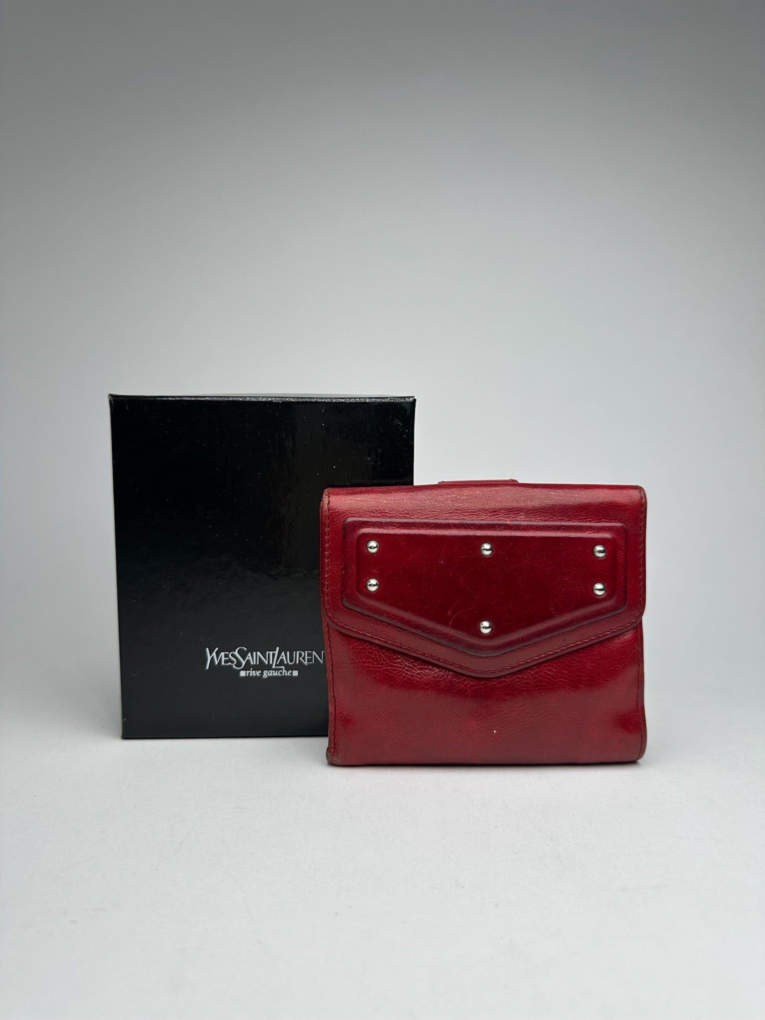 Other Vintage Yves Saint Laurent studded leather wallet red Size ONE SIZE - 3 Thumbnail