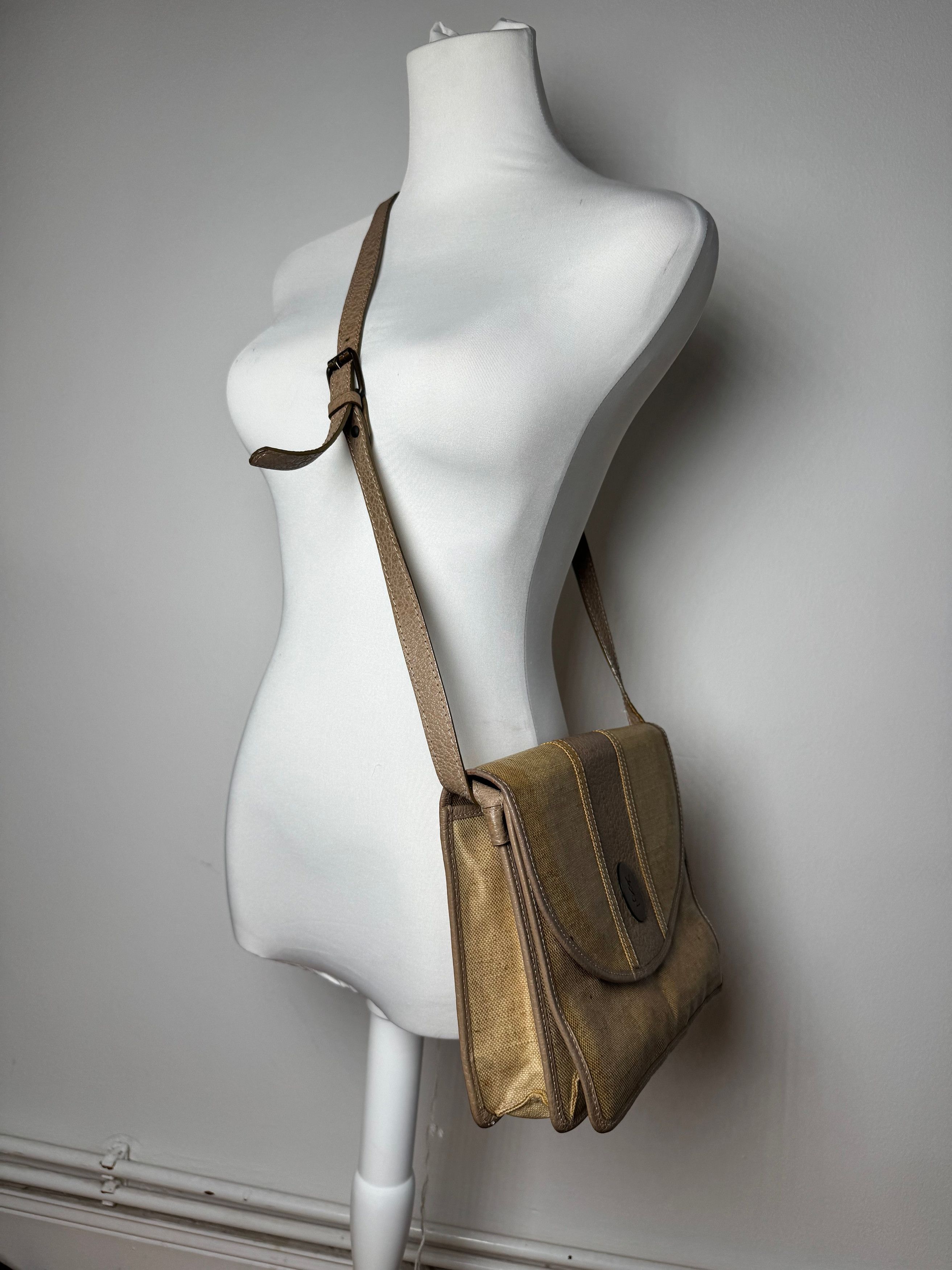 Other Vintage Yves Saint Laurent Leather canvas bag beige brown Size ONE SIZE - 8 Thumbnail