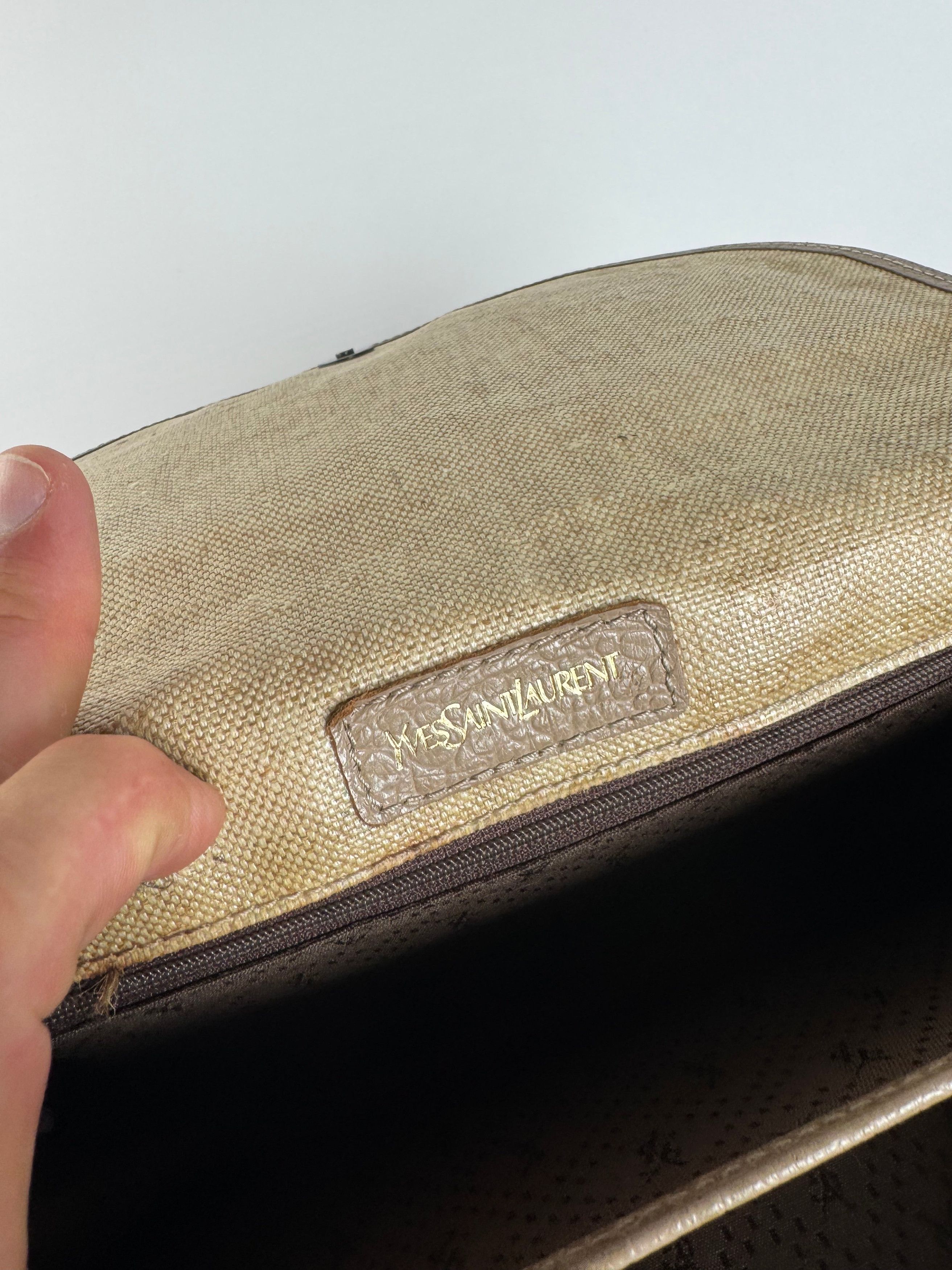 Other Vintage Yves Saint Laurent Leather canvas bag beige brown Size ONE SIZE - 5 Thumbnail
