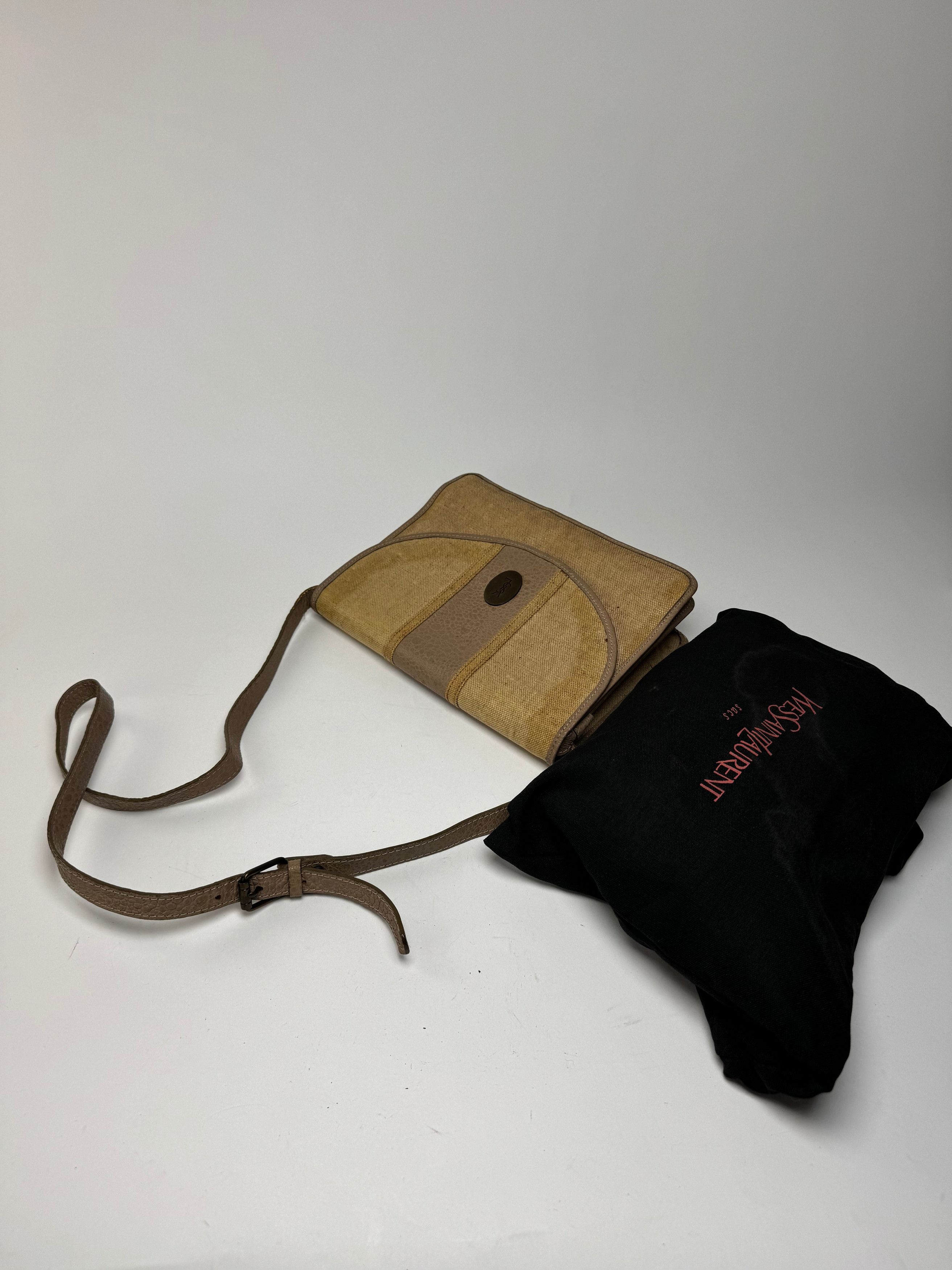 Other Vintage Yves Saint Laurent Leather canvas bag beige brown Size ONE SIZE - 11 Thumbnail
