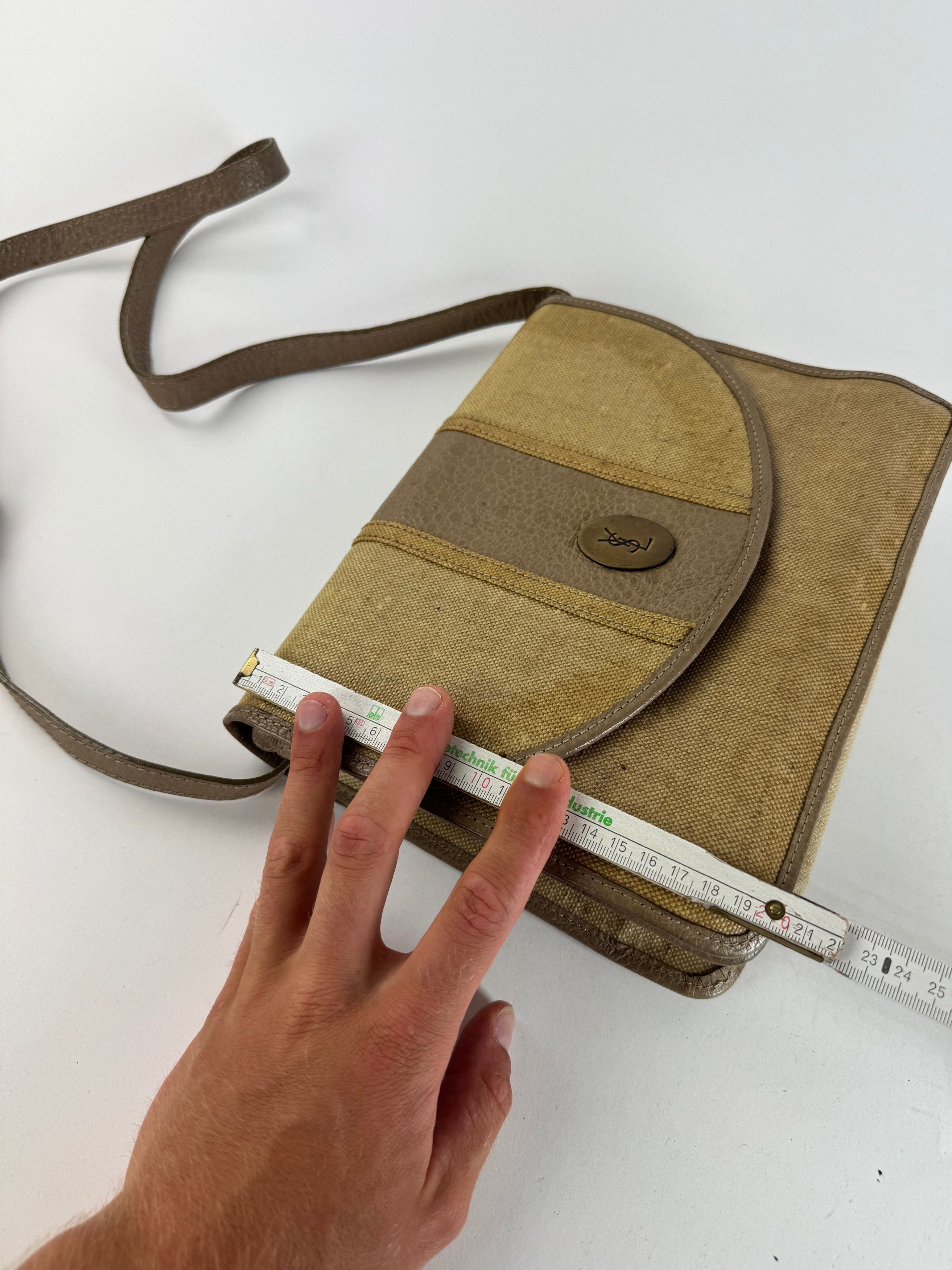 Other Vintage Yves Saint Laurent Leather canvas bag beige brown Size ONE SIZE - 14 Thumbnail