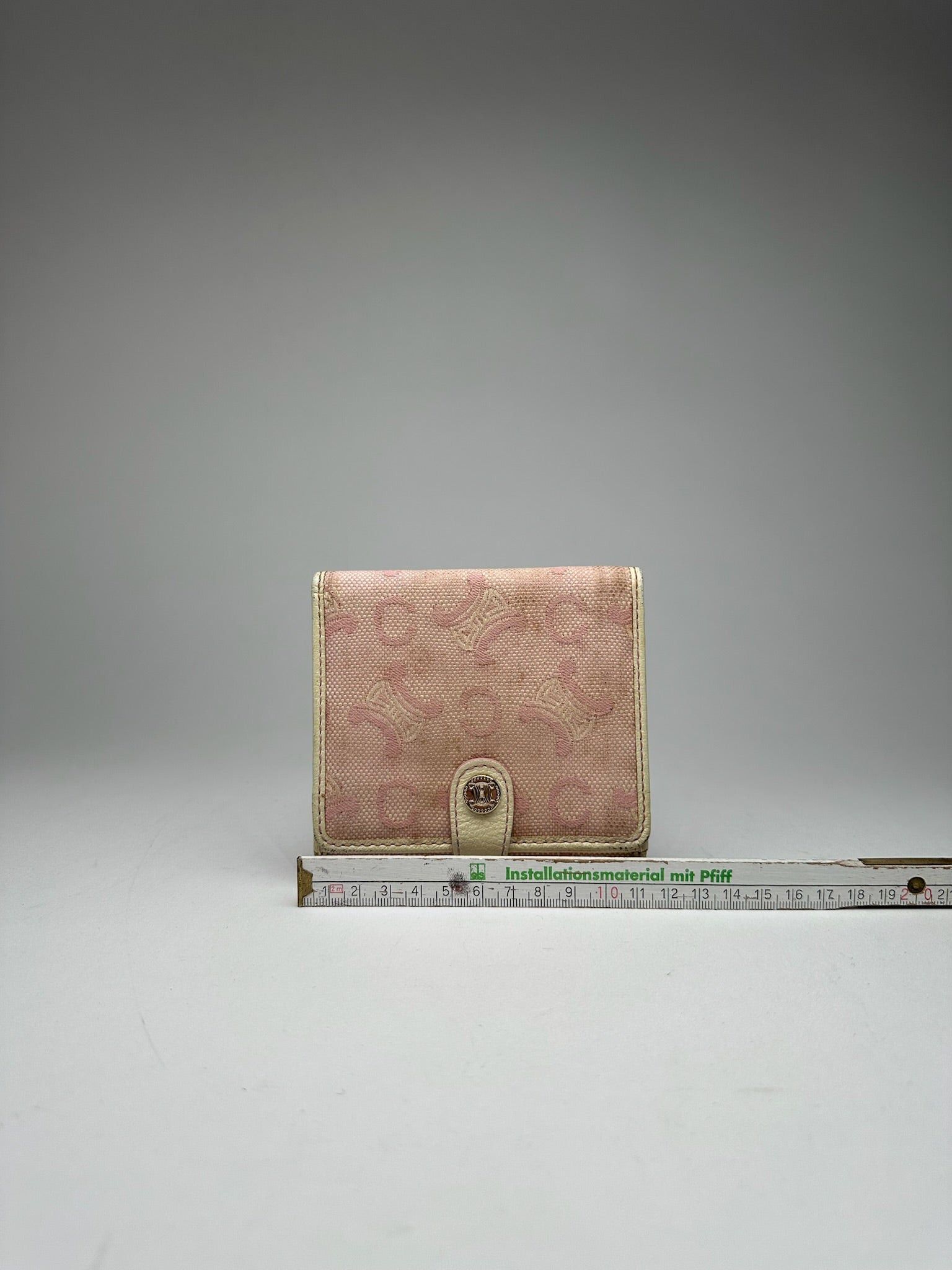 Celine Vintage Macadam Monogram Canvas Leather Wallet pink white Size ONE SIZE - 12 Thumbnail
