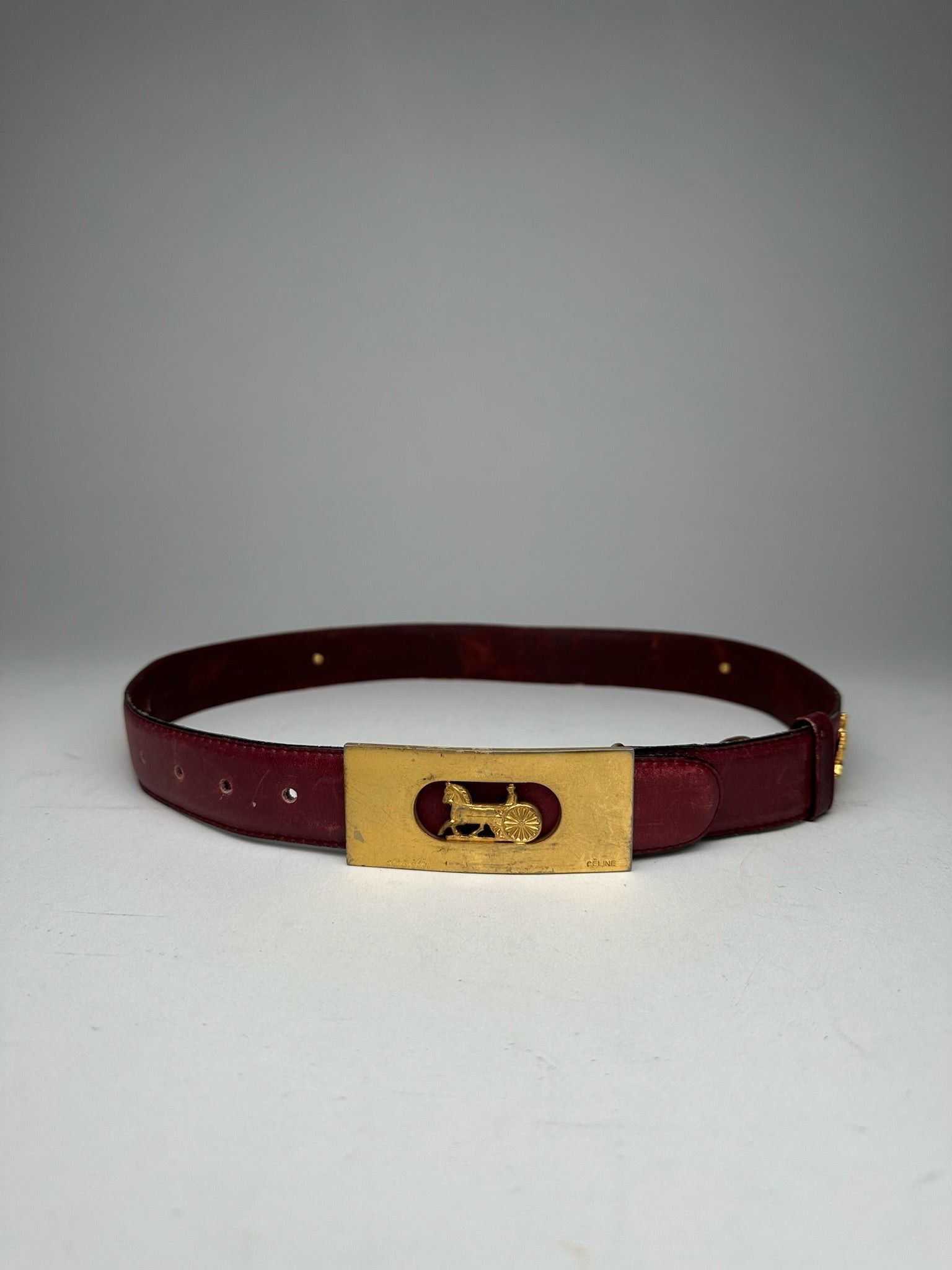 Celine Vintage Leather belt burgundy Size ONE SIZE - 2 Thumbnail