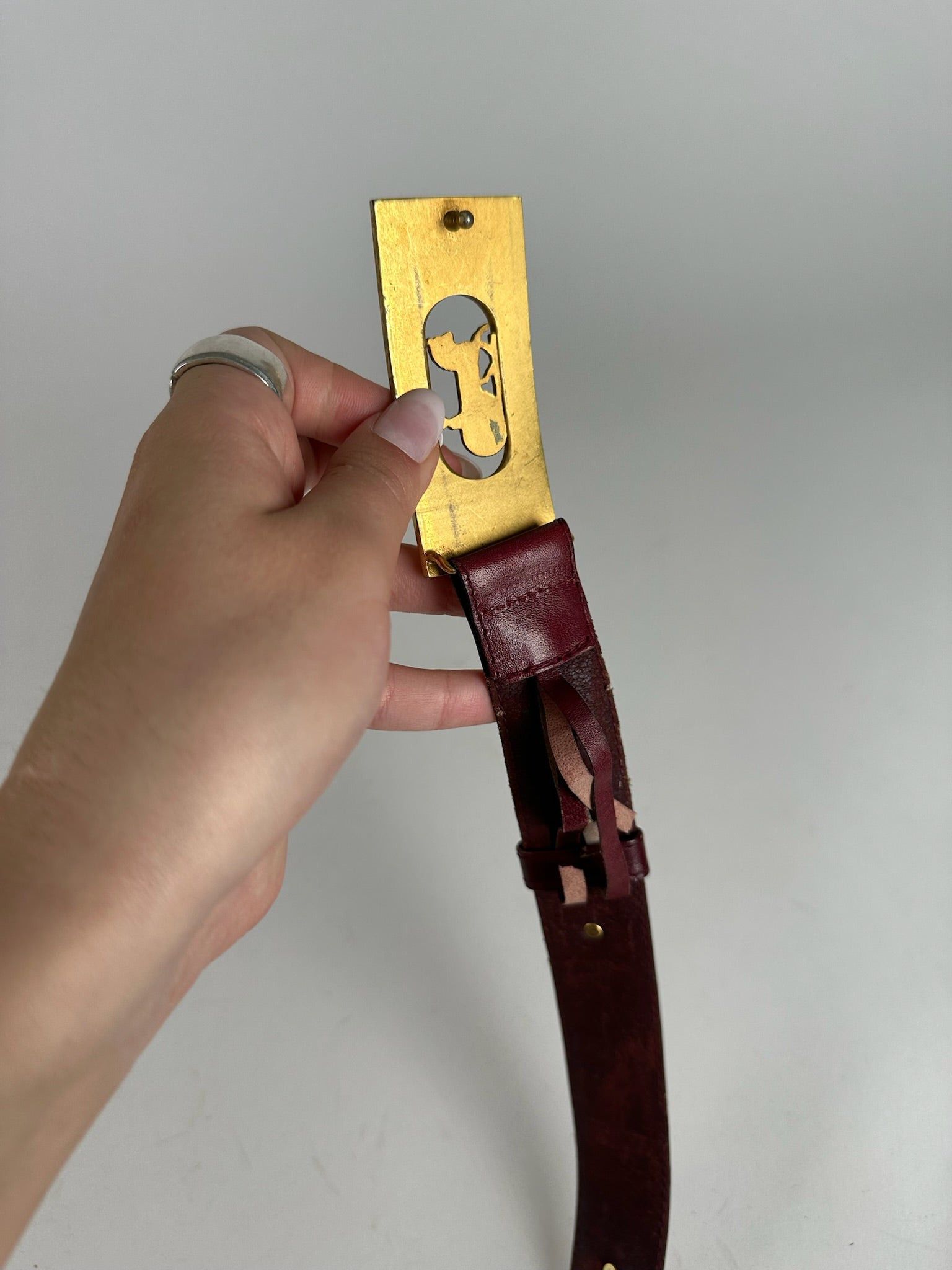 Celine Vintage Leather belt burgundy Size ONE SIZE - 5 Thumbnail