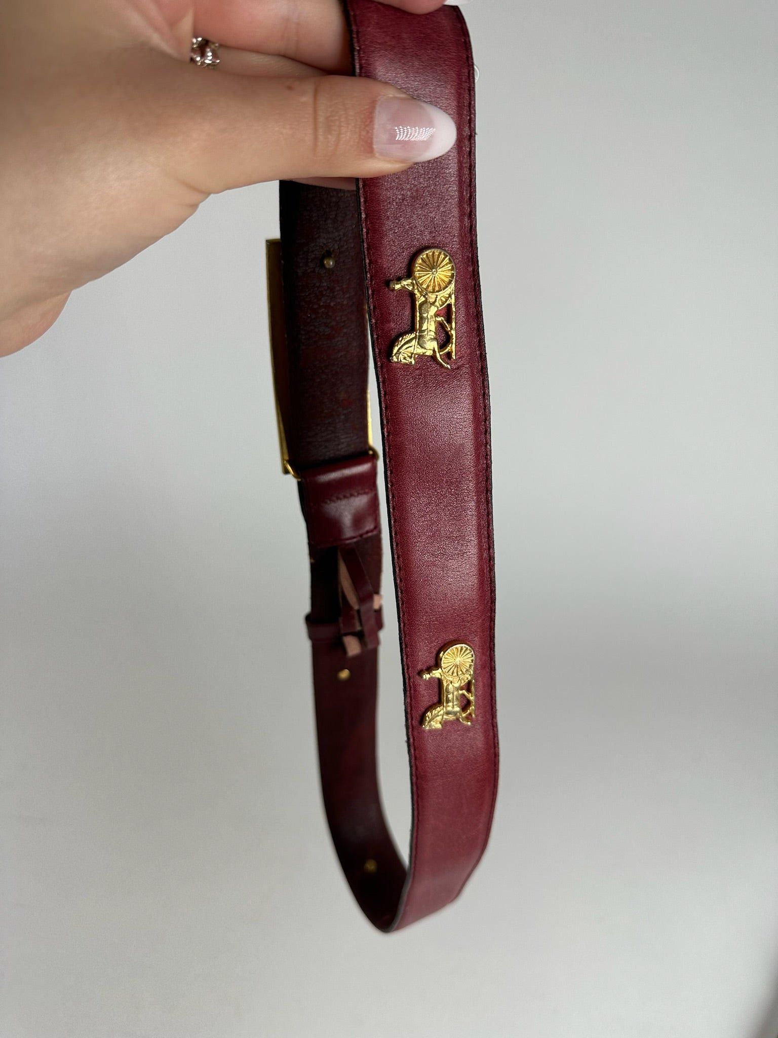 Celine Vintage Leather belt burgundy Size ONE SIZE - 6 Thumbnail