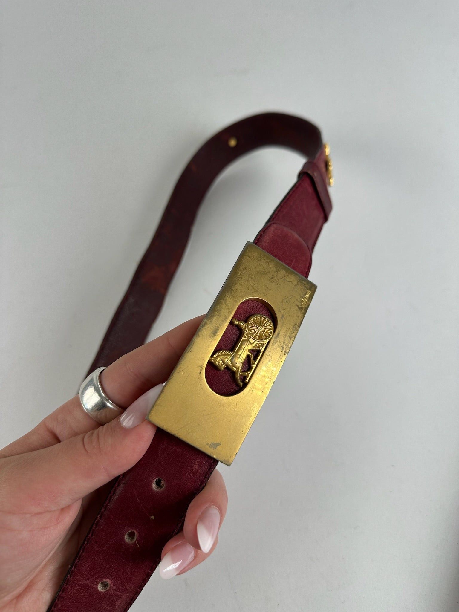 Celine Vintage Leather belt burgundy Size ONE SIZE - 8 Thumbnail