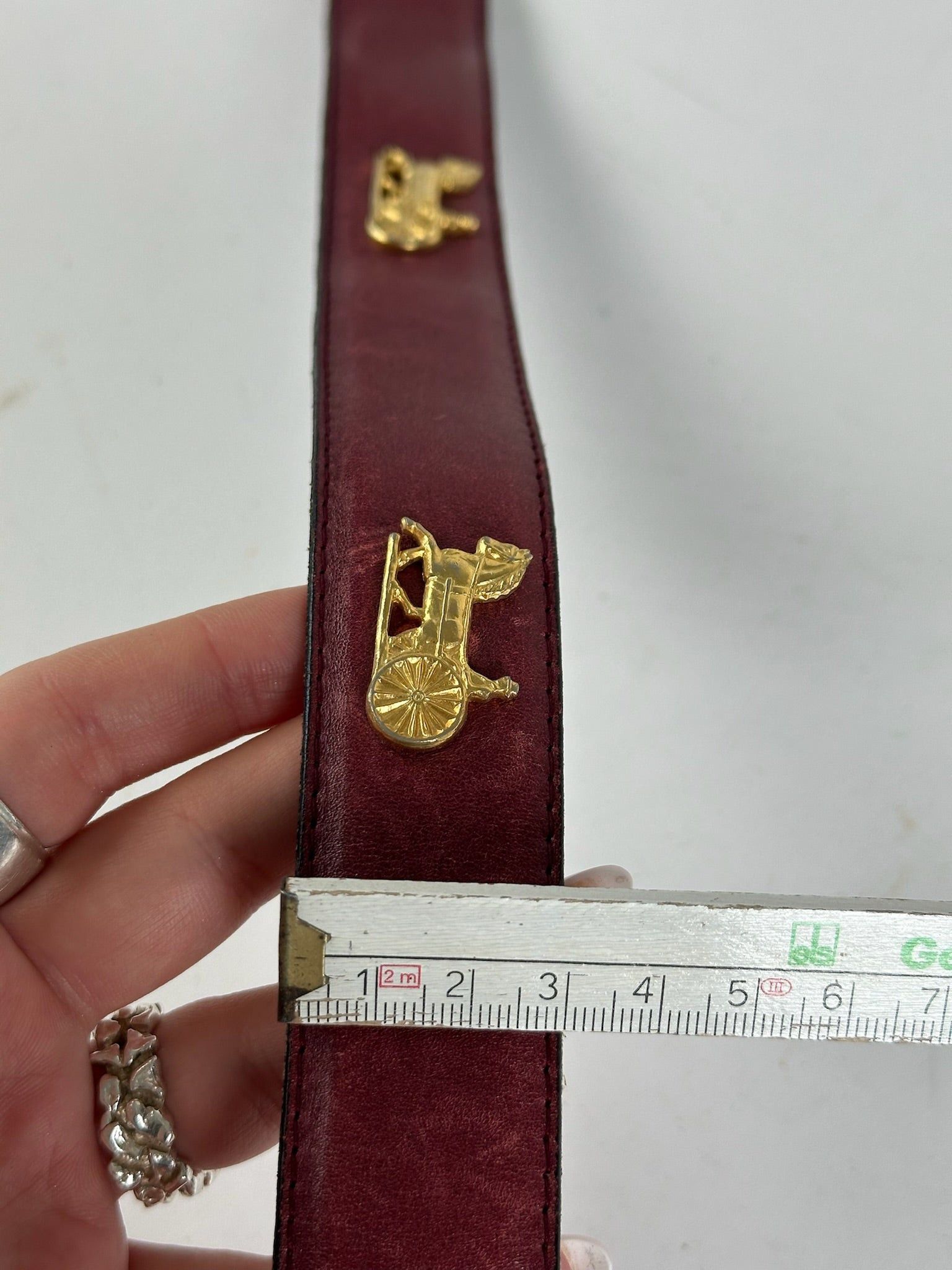 Celine Vintage Leather belt burgundy Size ONE SIZE - 4 Thumbnail