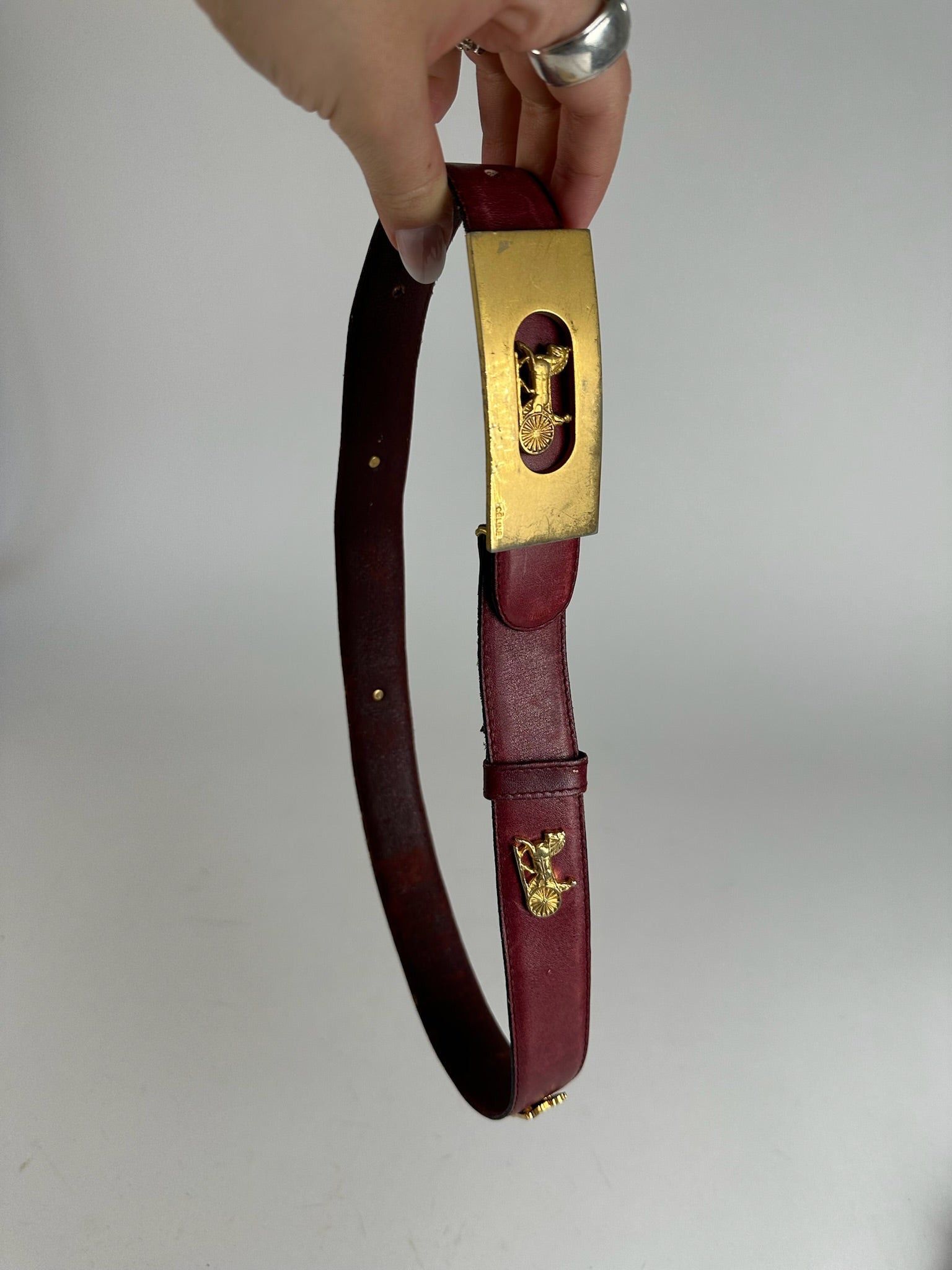 Celine Vintage Leather belt burgundy Size ONE SIZE - 7 Thumbnail