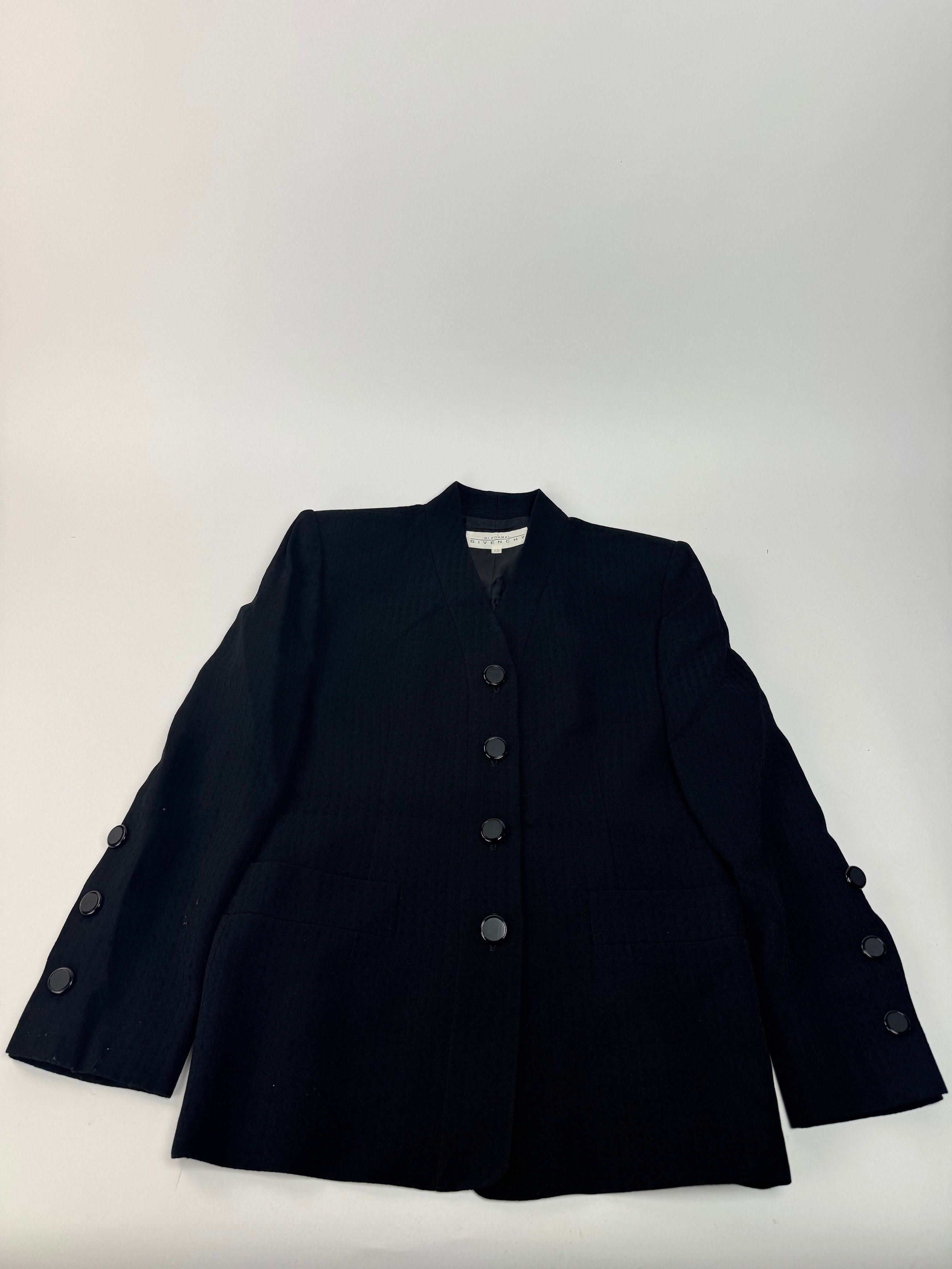 Givenchy Vintage Wool Blazer / Short Trenchcoat M/L black Size M / US 6-8 / IT 42-44 - 4 Thumbnail