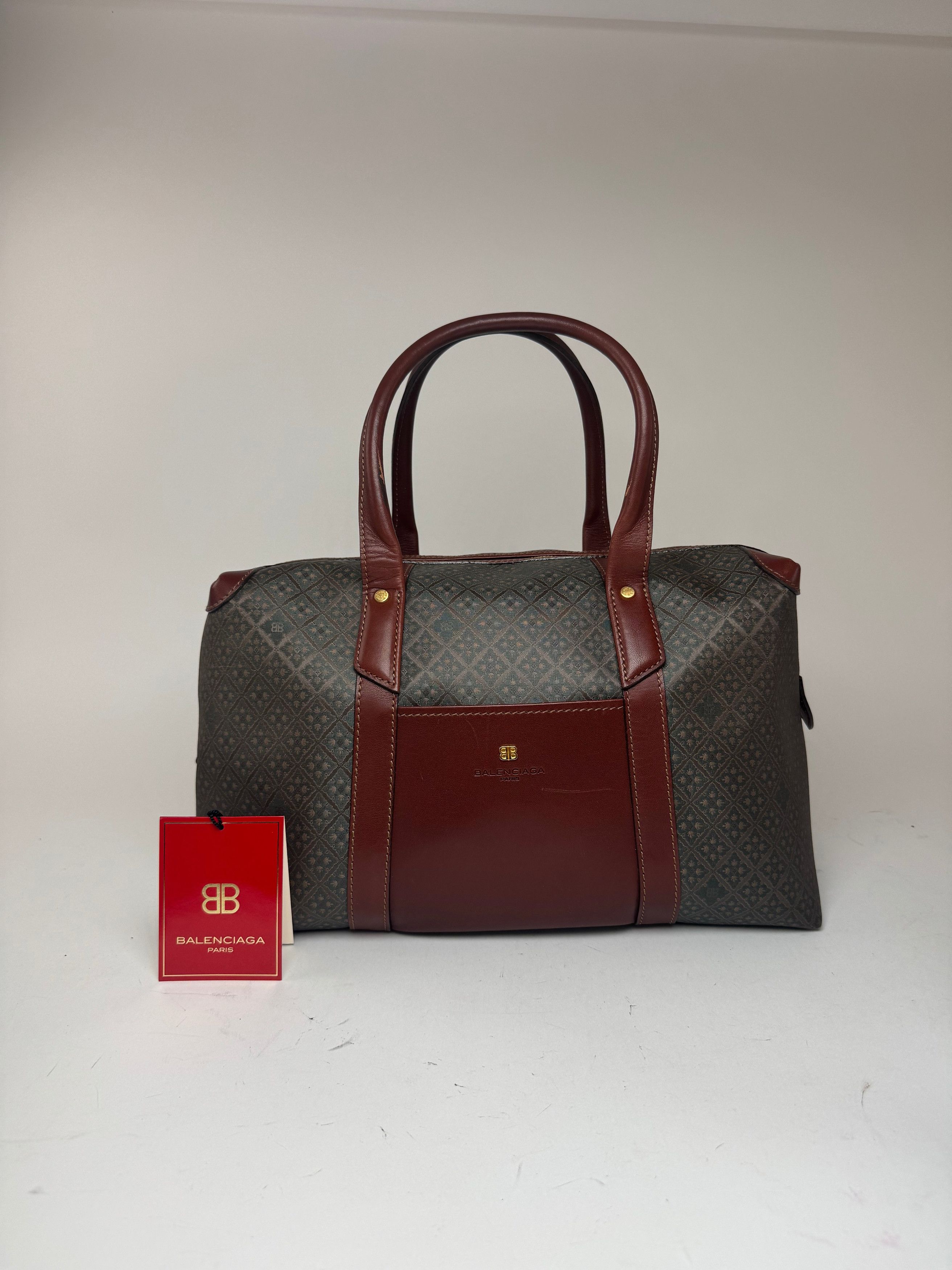 Balenciaga Vintage Monogramm Weekender Bag Green Brown Size ONE SIZE - 9 Thumbnail