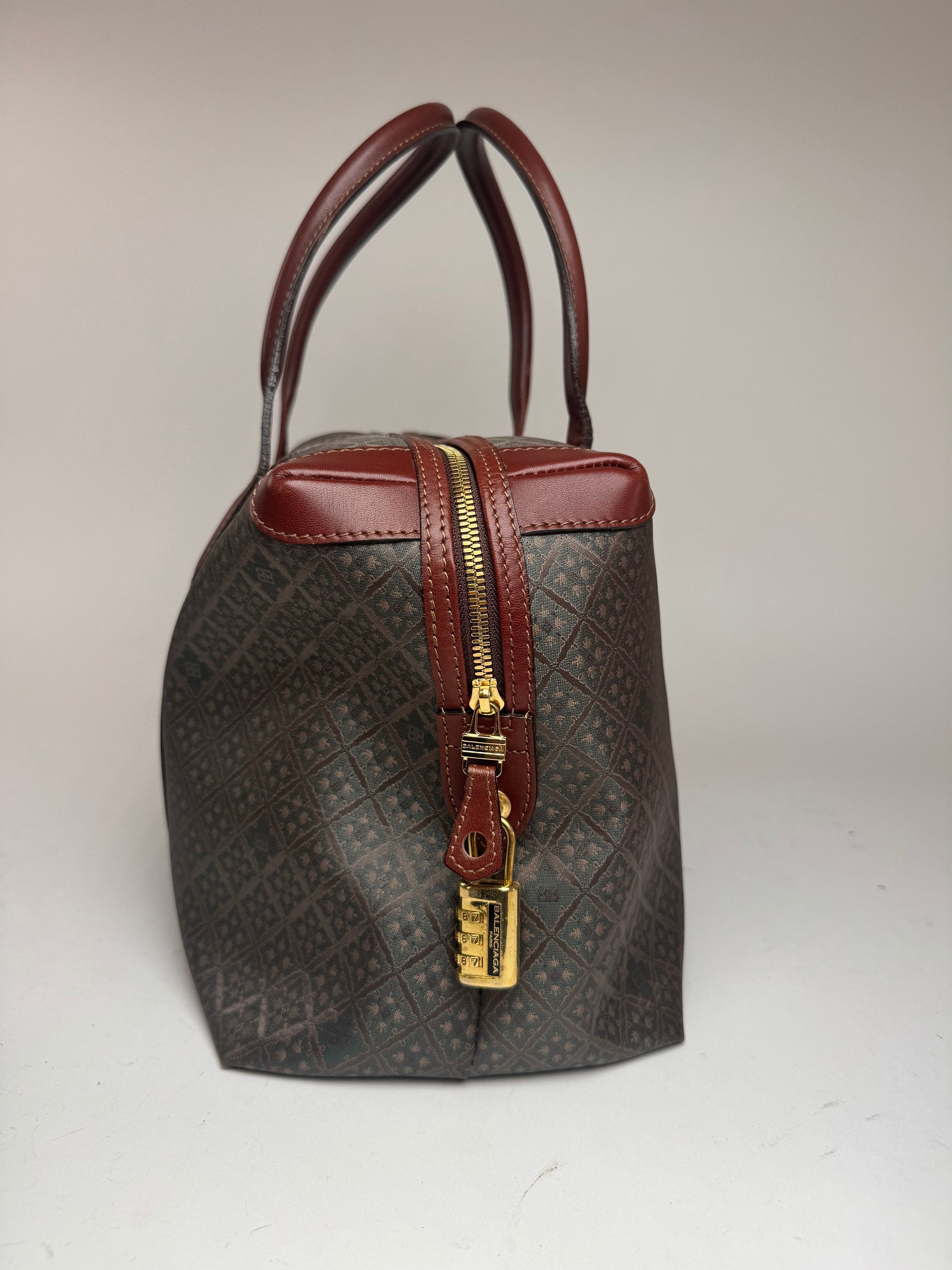 Balenciaga Vintage Monogramm Weekender Bag Green Brown Size ONE SIZE - 10 Thumbnail
