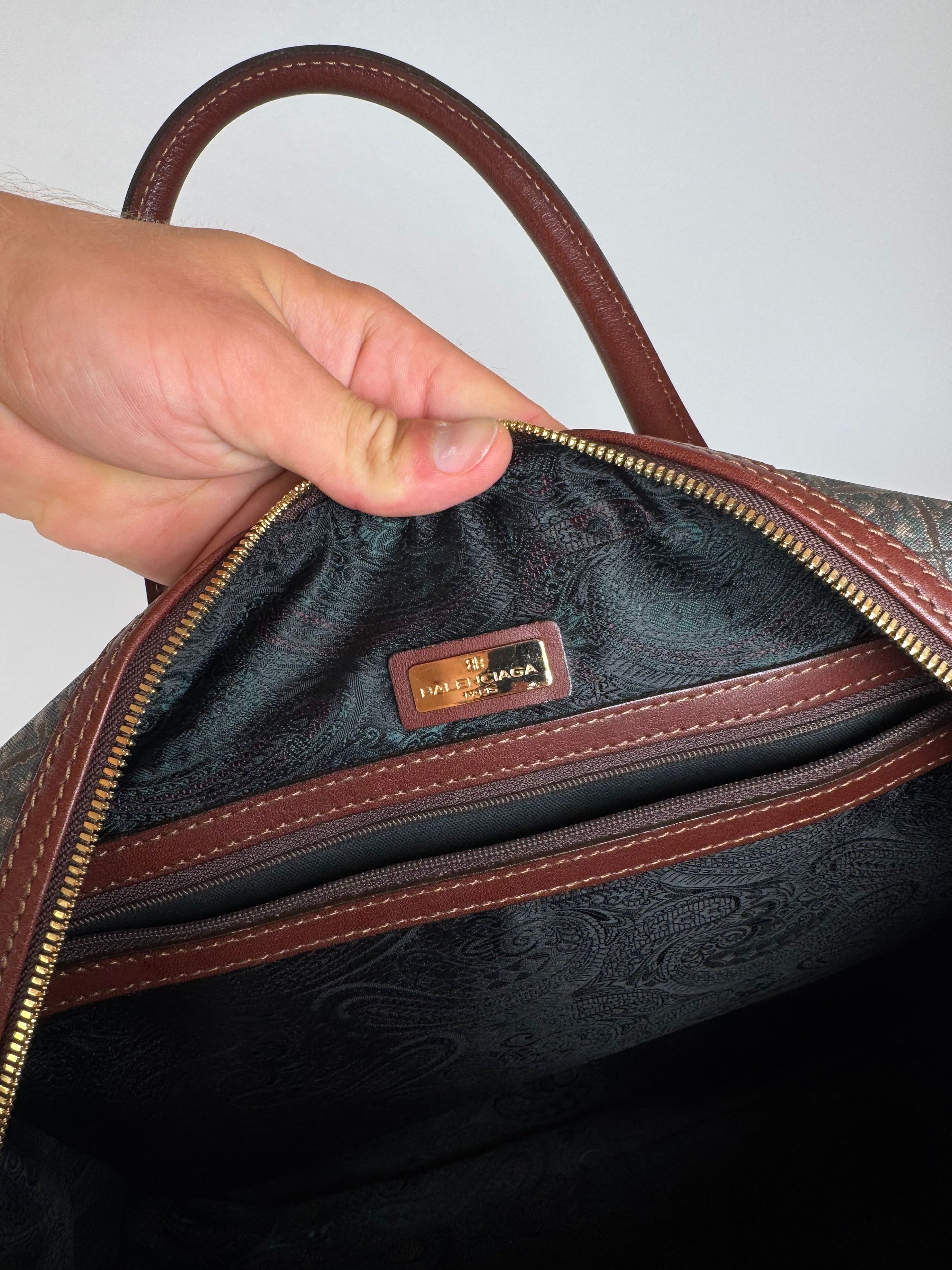 Balenciaga Vintage Monogramm Weekender Bag Green Brown Size ONE SIZE - 6 Thumbnail