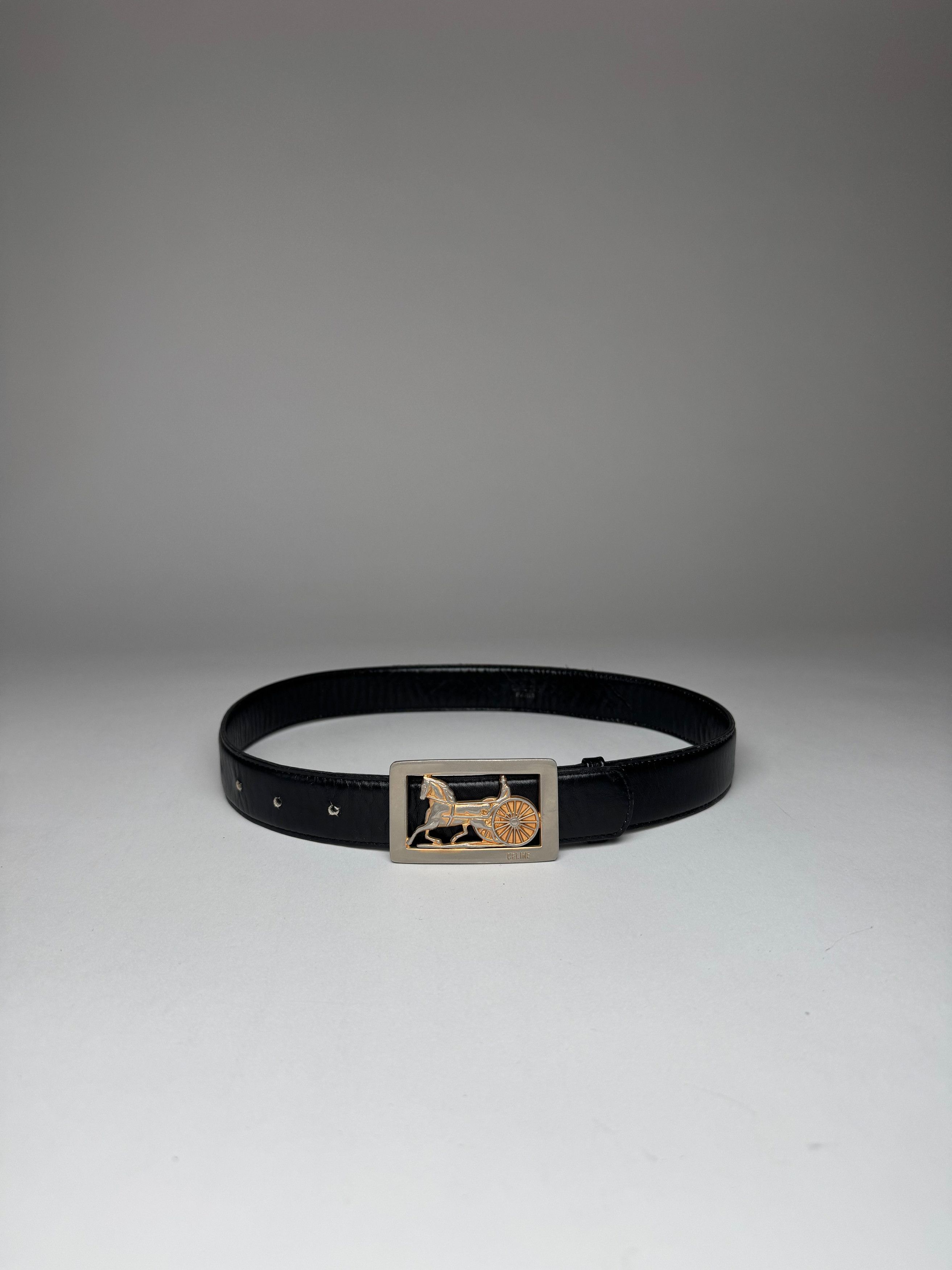 Celine Vintage Paris Leather Belt Black Size ONE SIZE - 10 Thumbnail