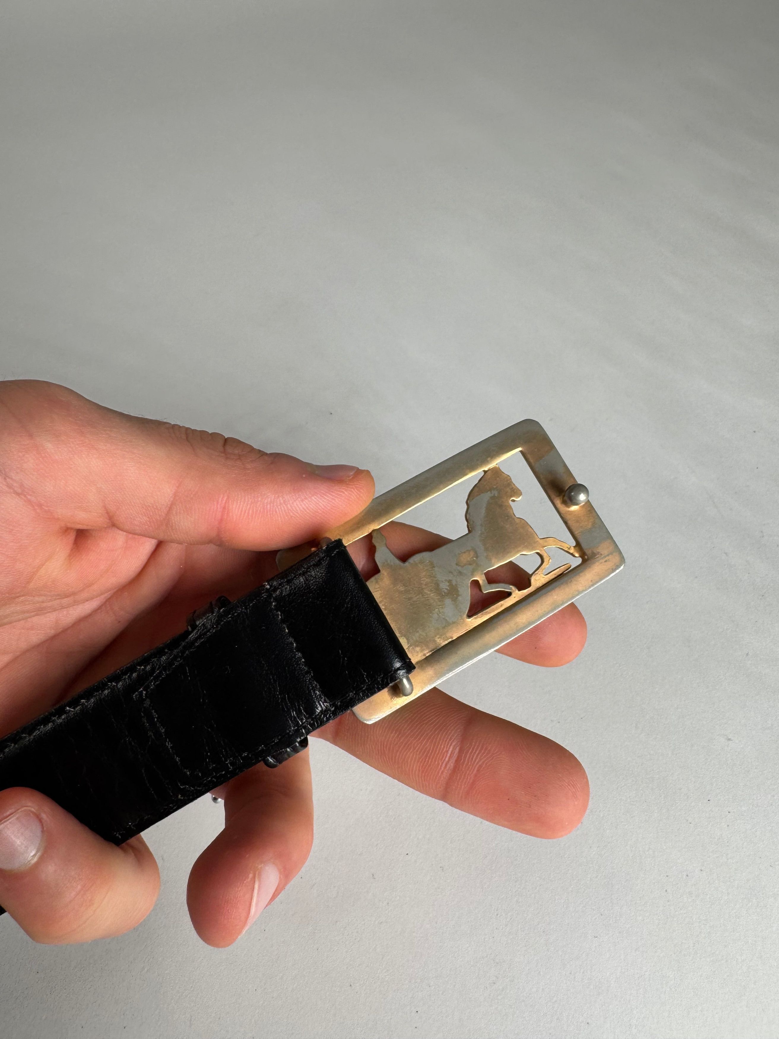 Celine Vintage Paris Leather Belt Black Size ONE SIZE - 3 Thumbnail