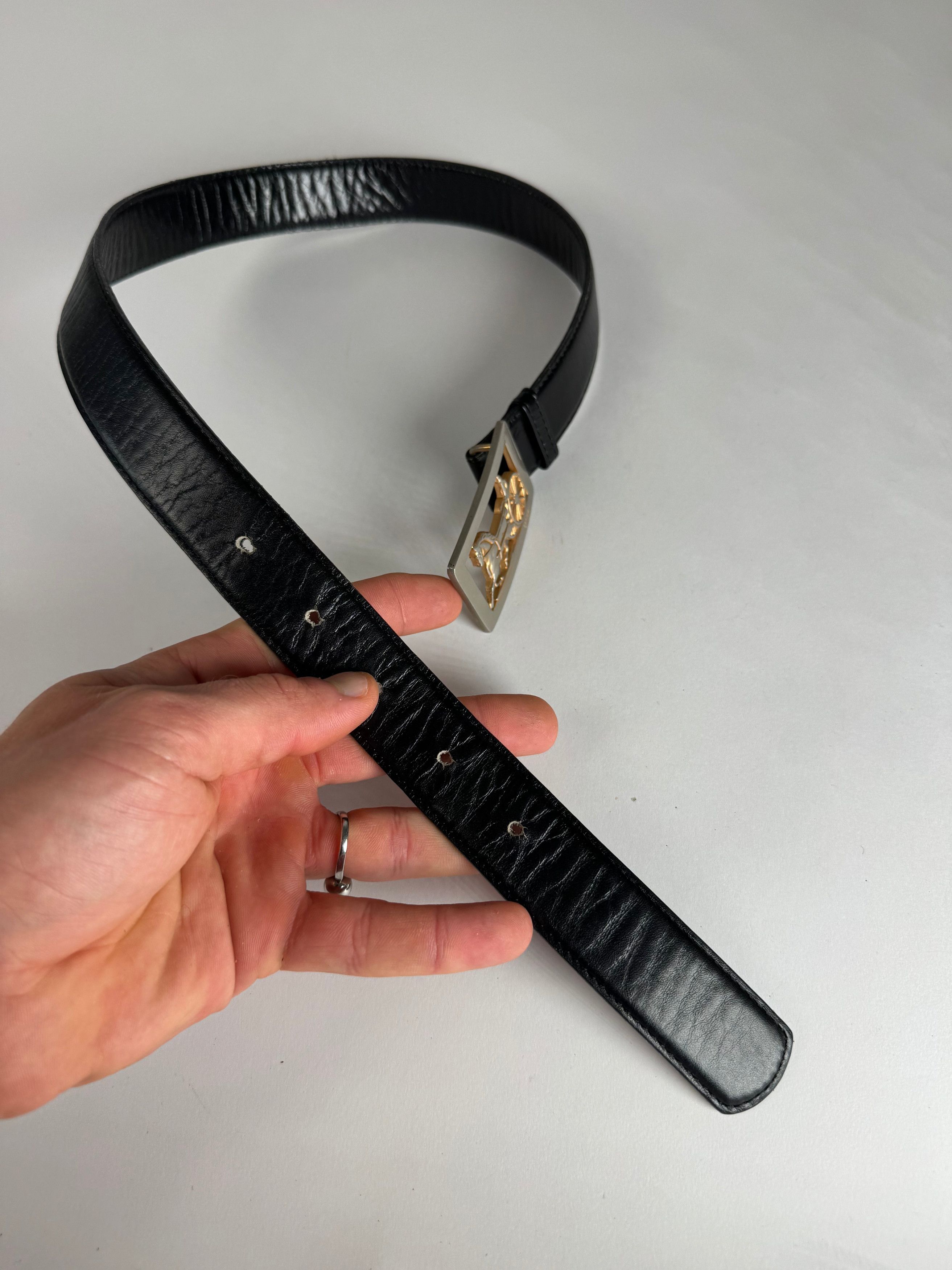 Celine Vintage Paris Leather Belt Black Size ONE SIZE - 4 Thumbnail