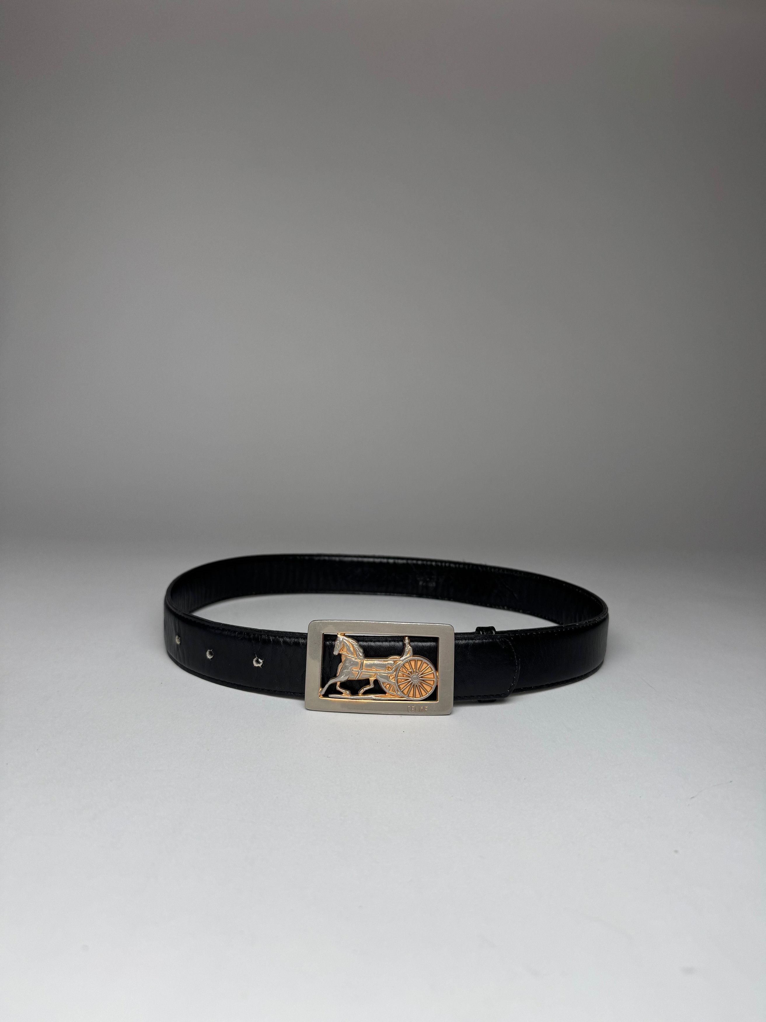 Celine Vintage Paris Leather Belt Black Size ONE SIZE - 5 Thumbnail